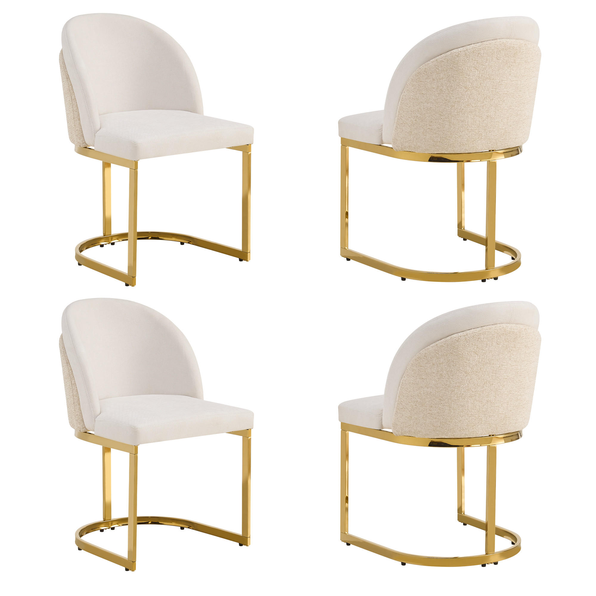 STUHL-SET DE-35875 4 Stück mit Goldbeinen Beige - Beige, Metall (52/85/59cm) - ComfortXL