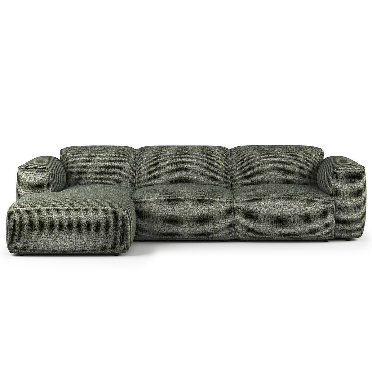 3-SITZER ECKSOFA mit Longchair - Schwarz/Grün, Kunststoff/Textil (284/173cm) - home24
