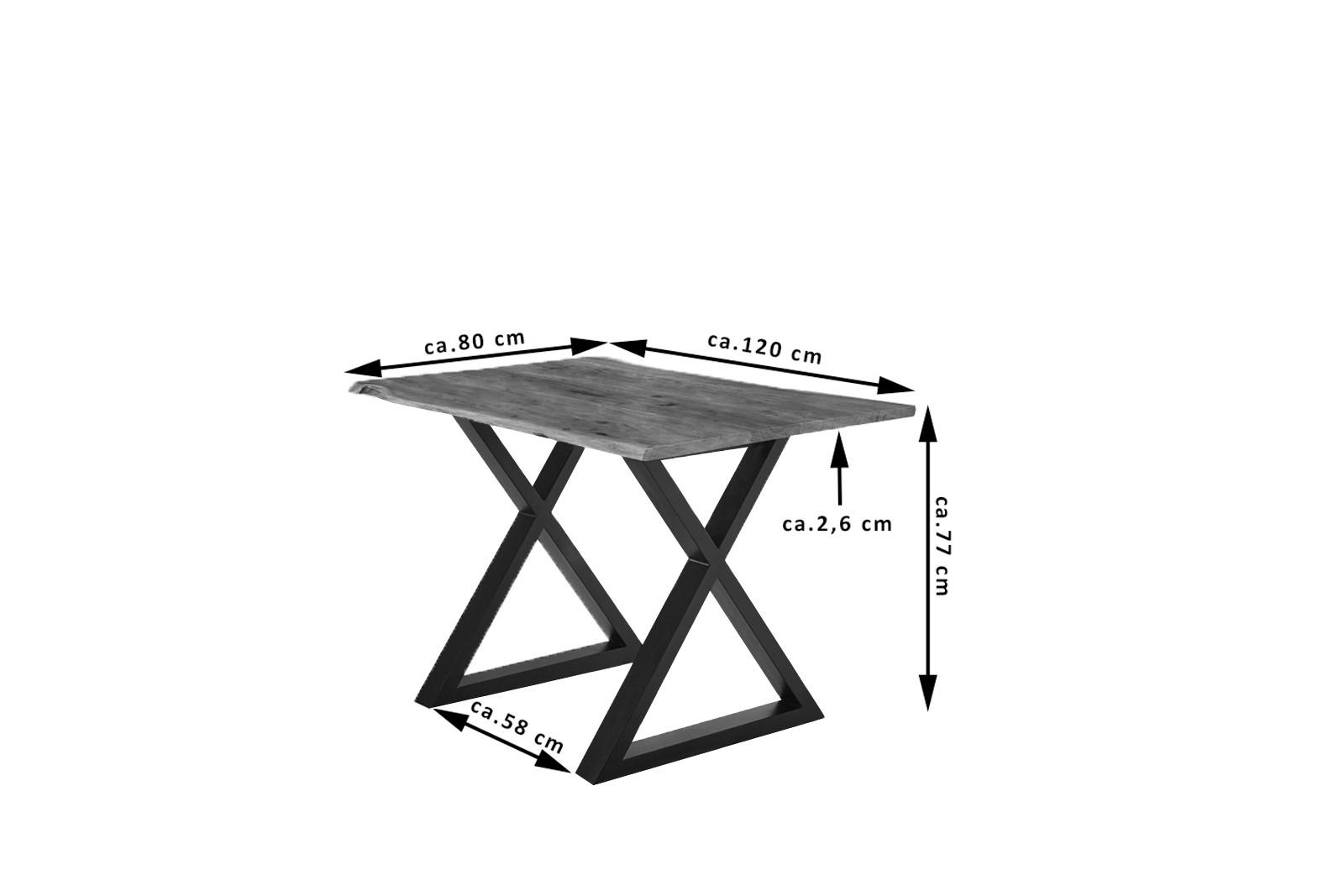 ESSTISCH LUBIN - Schwarz/Braun, Holz/Metall (80/120/77cm) - SAM