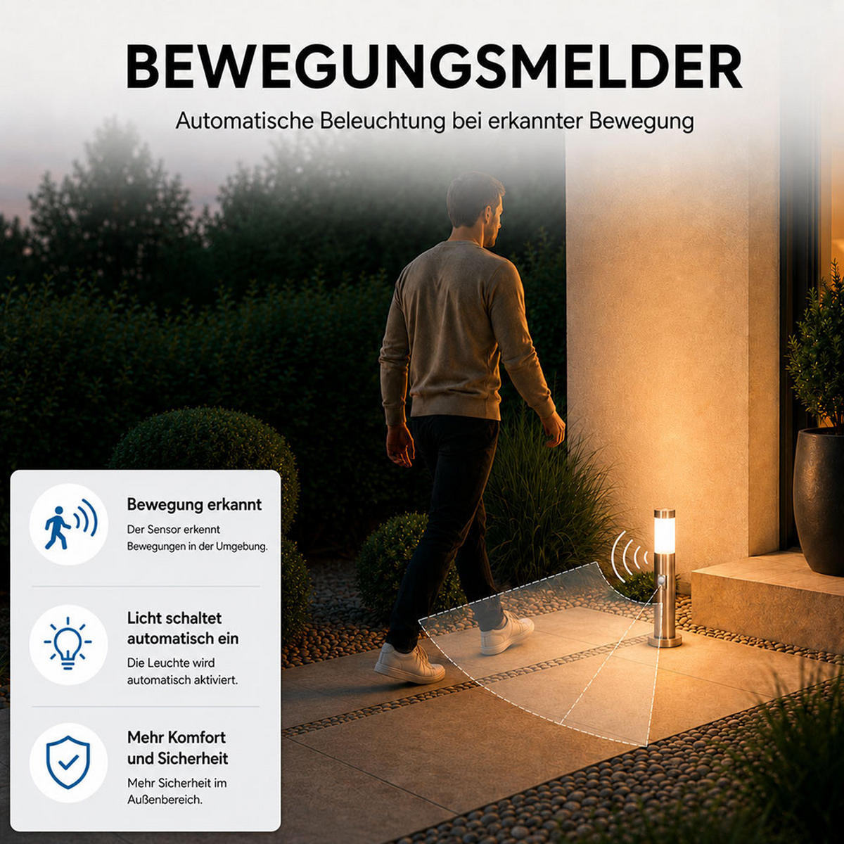 WEGELEUCHTE Edelstahl Anthrazit 2er Set - Anthrazit, Metall (12.7/12.7/45cm)
