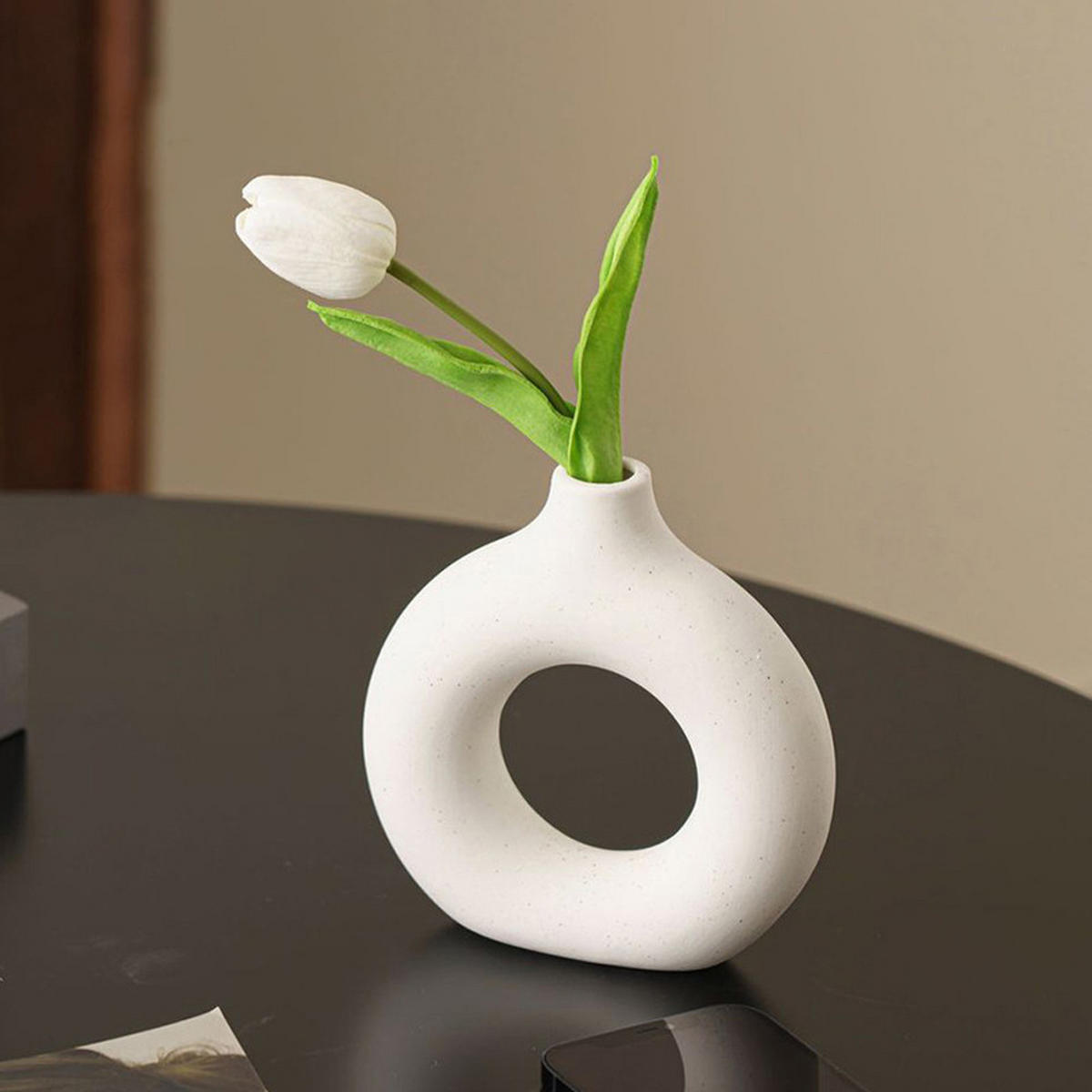 VASE 18 cm Keramik - Weiß, Keramik (16cm) - LIBRATON