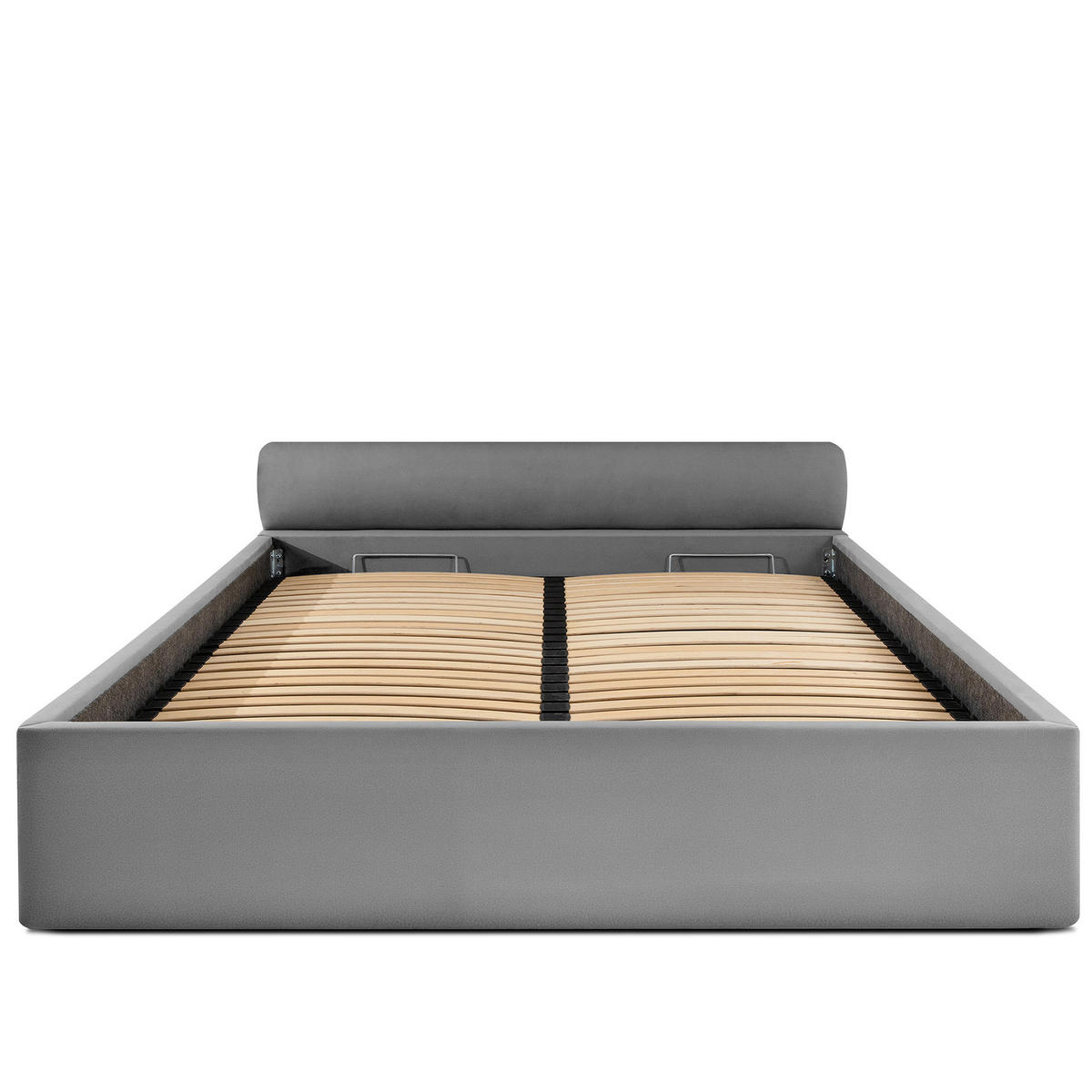 POLSTERBETT LUNEO - Hellgrau/Schwarz, Holz/Holzwerkstoff (202/204cm) - KONSIMO®