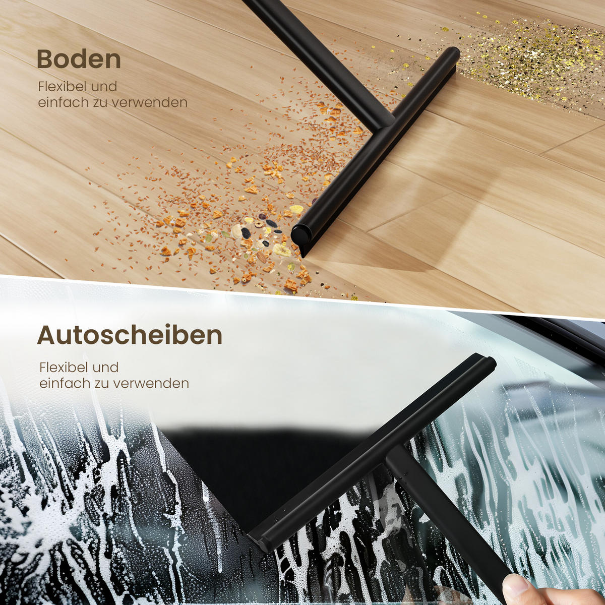 DUSCHABZIEHER mit Doppelhaken 21,5/22,5 cm - Schwarz, Kunststoff (21/22/4cm) - EMKE