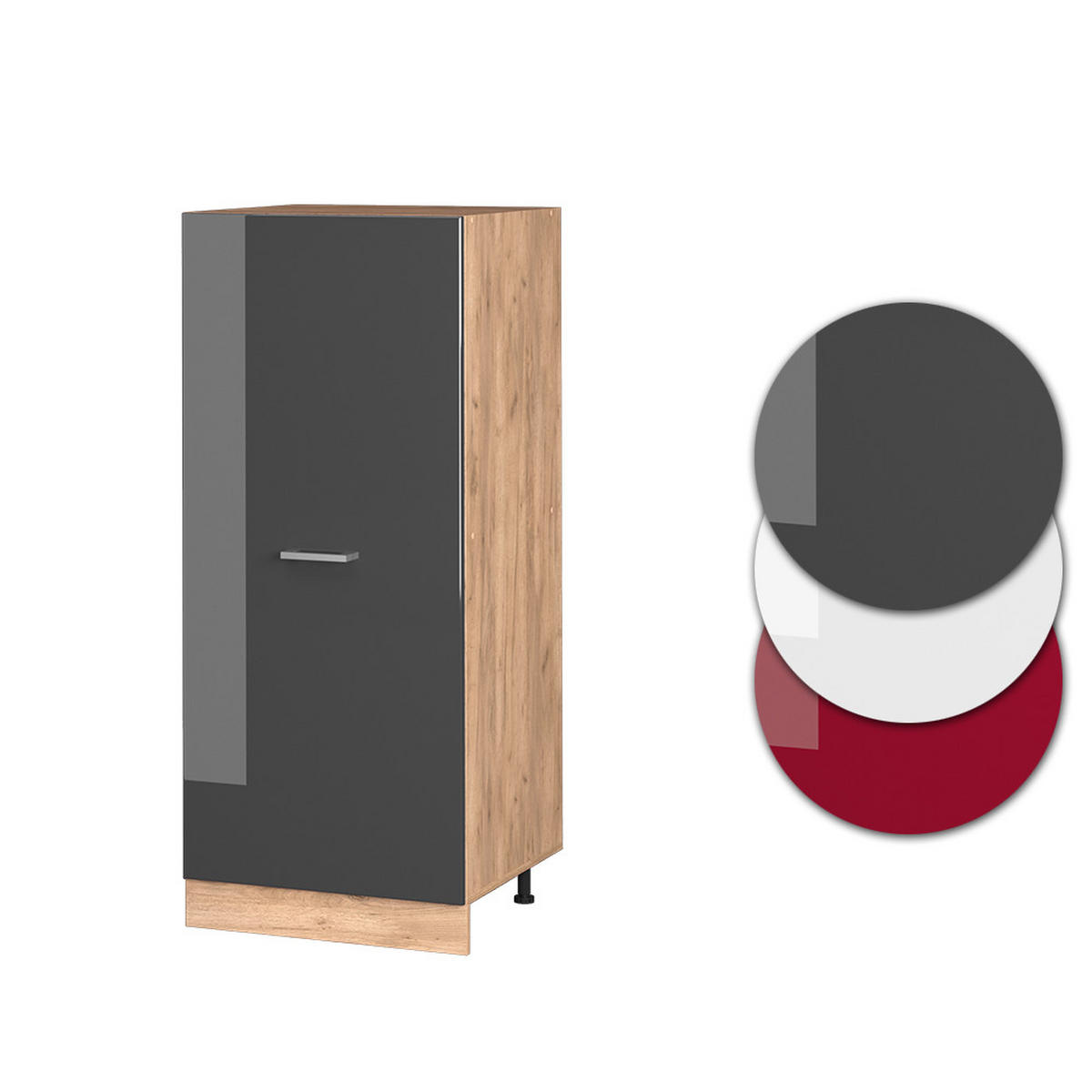 HOCHSCHRANK R-Line Anthrazit Hochglanz 60 cm - Honigeiche/Schwarz Hochglanz, Holzwerkstoff (60/143/57cm) - Vicco