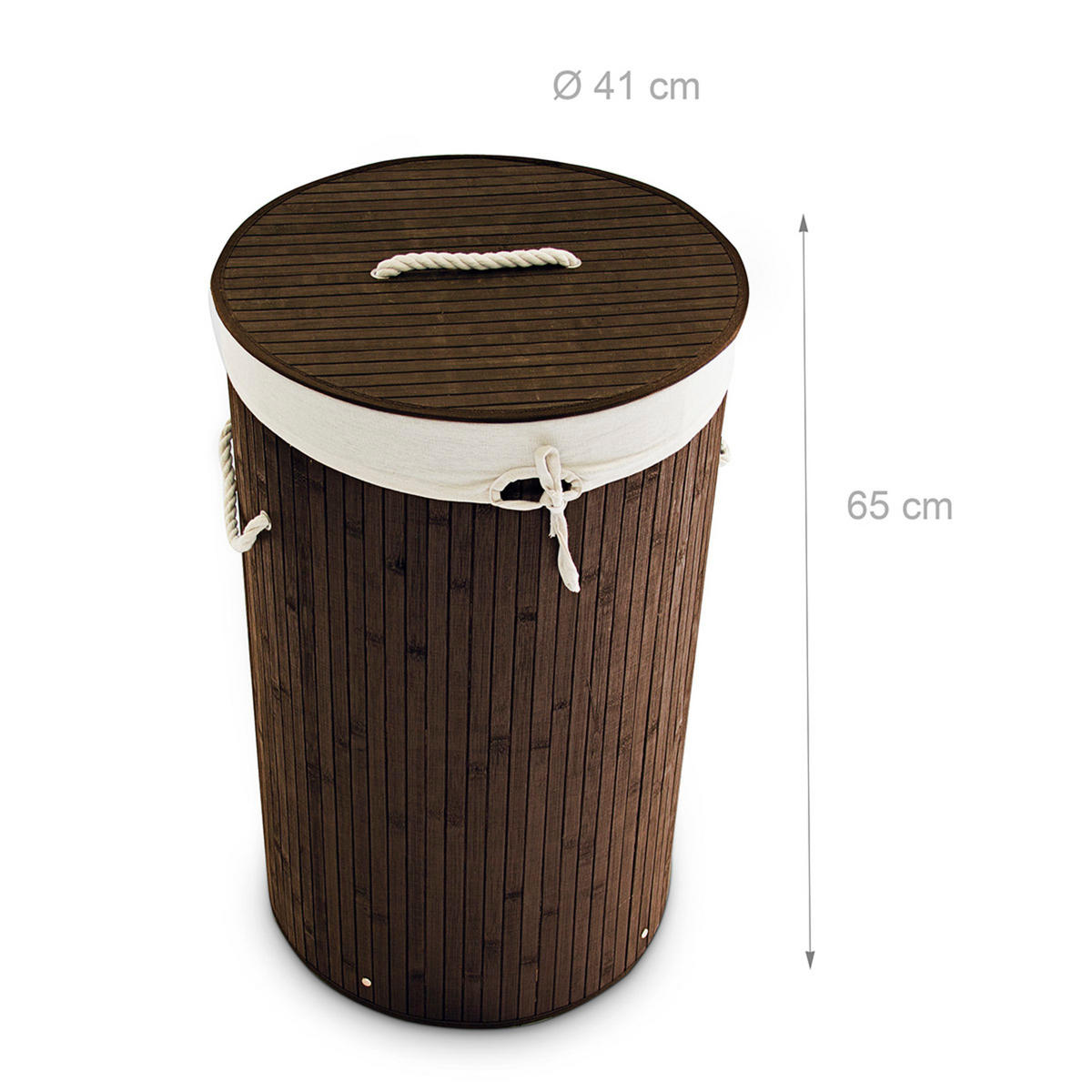 WÄSCHEKORB - Braun, Holz/Textil (41/65/41cm) - Relaxdays