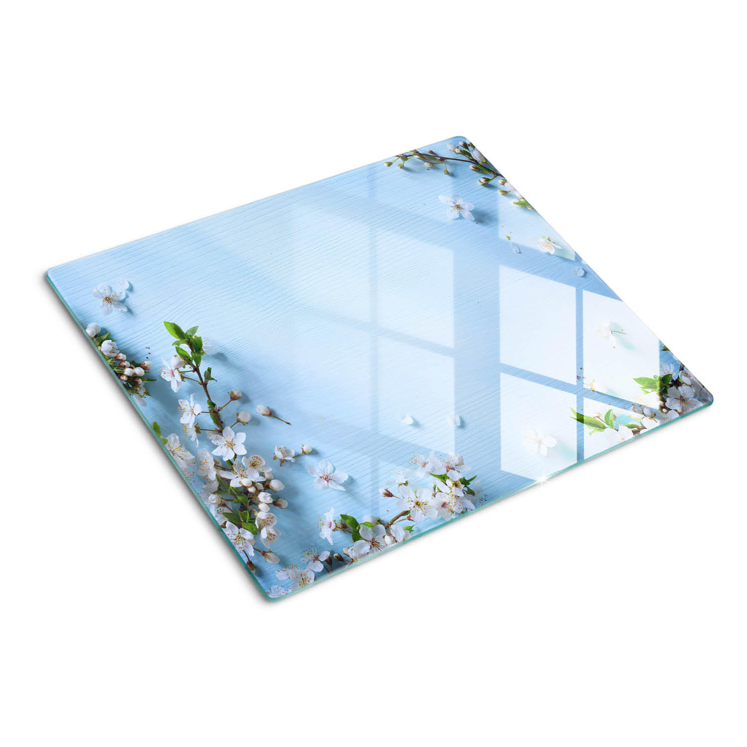GLASPLATTE 60x52 cm Kirschblüten - Blau, Glas (60/0.4/52cm) - TULUP