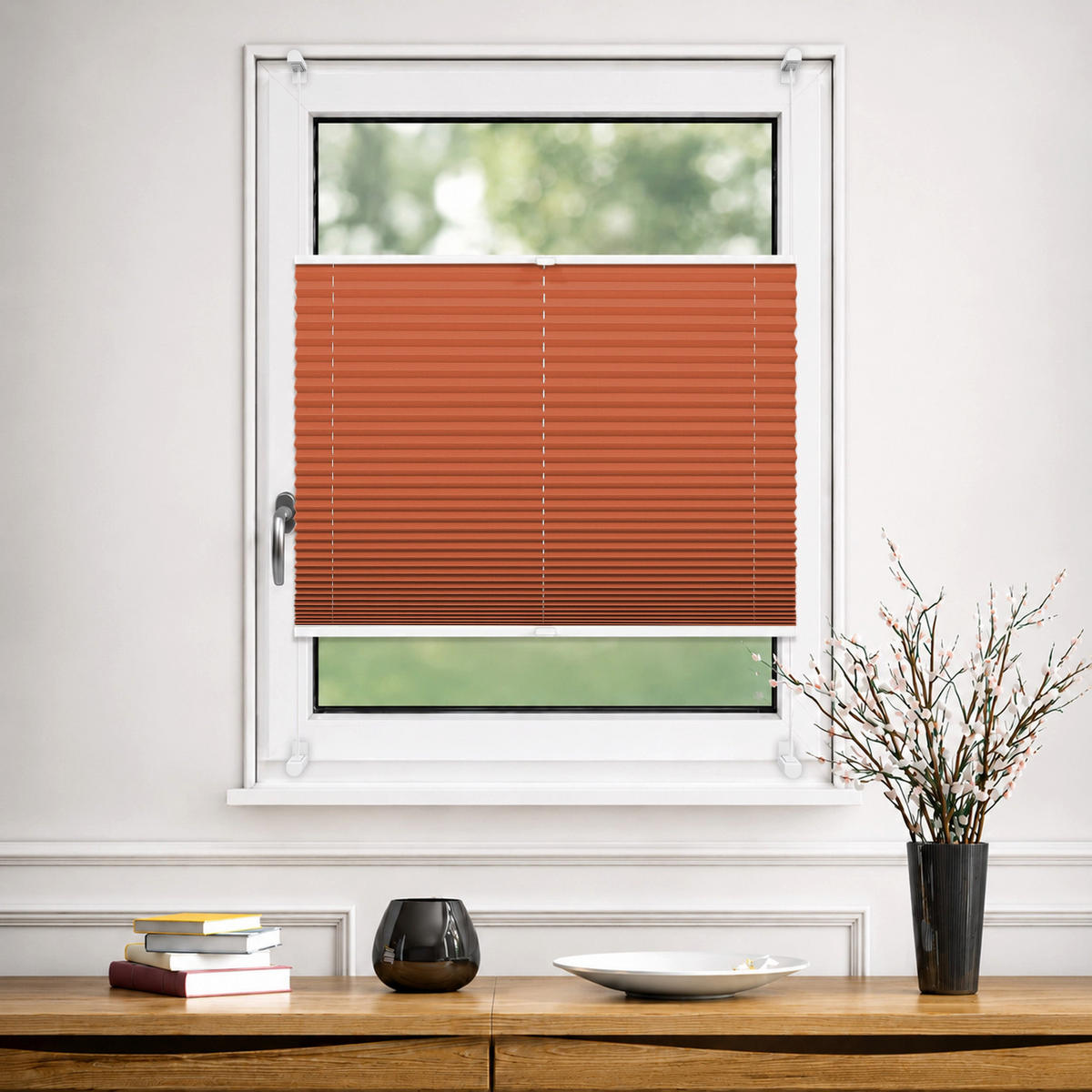 PLISSEE Thermo Basic 75 x 210cm Klemmfix ohne Bohren - Orange, Textil (75/210/210cm) - Deco-Raum