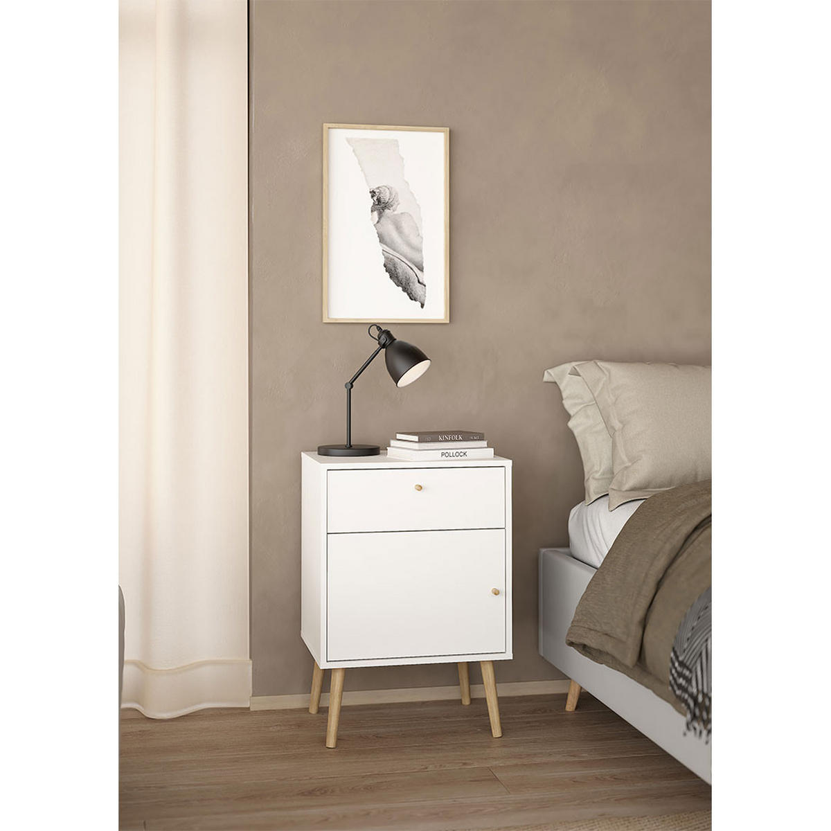 NACHTTISCH, Bodo, Weiß, Holzwerkstoff, 51 x 40 x 73 cm - Weiß, Holzwerkstoff (51/73/40cm) - ebuy24