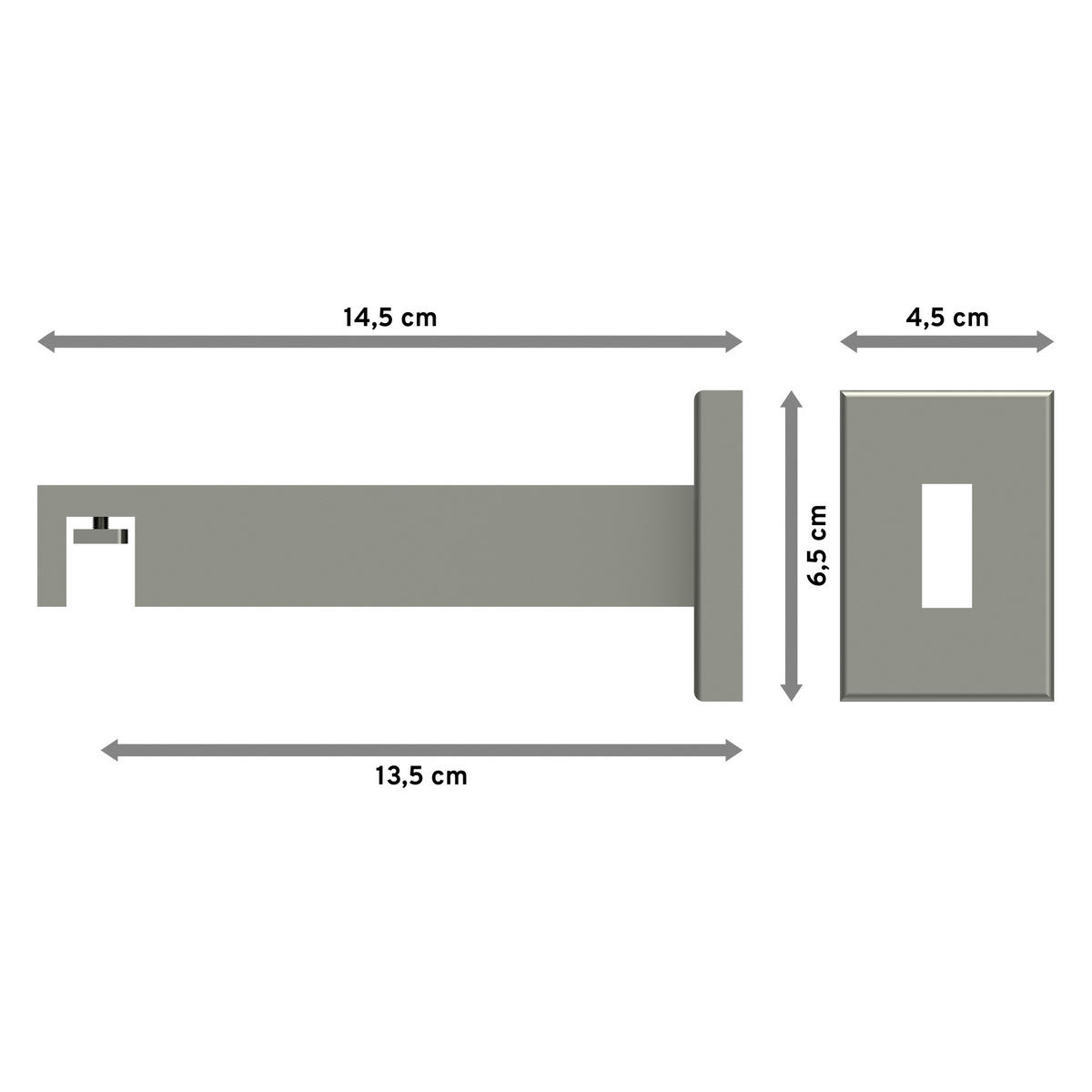 TRÄGER FÜR INNENLAUFSTANGEN 14x35 mm, Smartline 1-läufig lang, Edelstahl-Optik - Edelstahlfarben, Metall (14.5/6.5/4.5cm) - INTERDECO