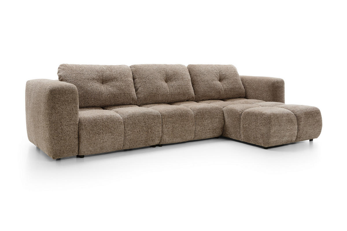 ECKSOFA ARTE 03 Braun Chenille mit Schlaffunktion - Braun, Holz (336/177cm) - MASSENO