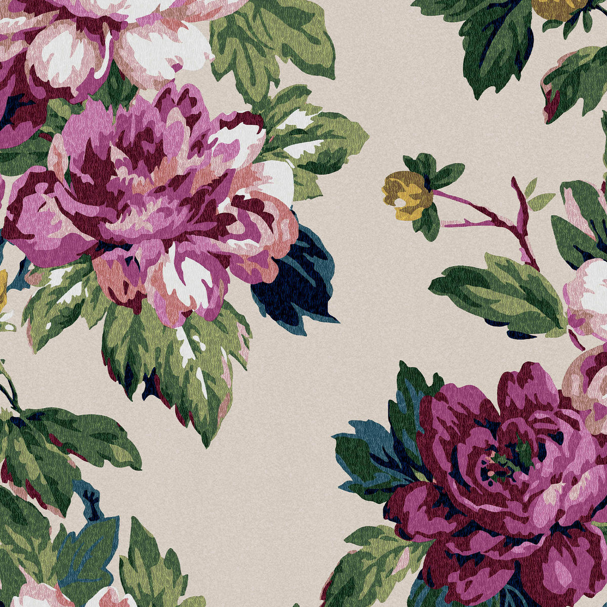 VLIESTAPETE Blumeneinladung 1005x52cm - Lila/Grün, Papier/Kunststoff (52/1000cm) - Joules