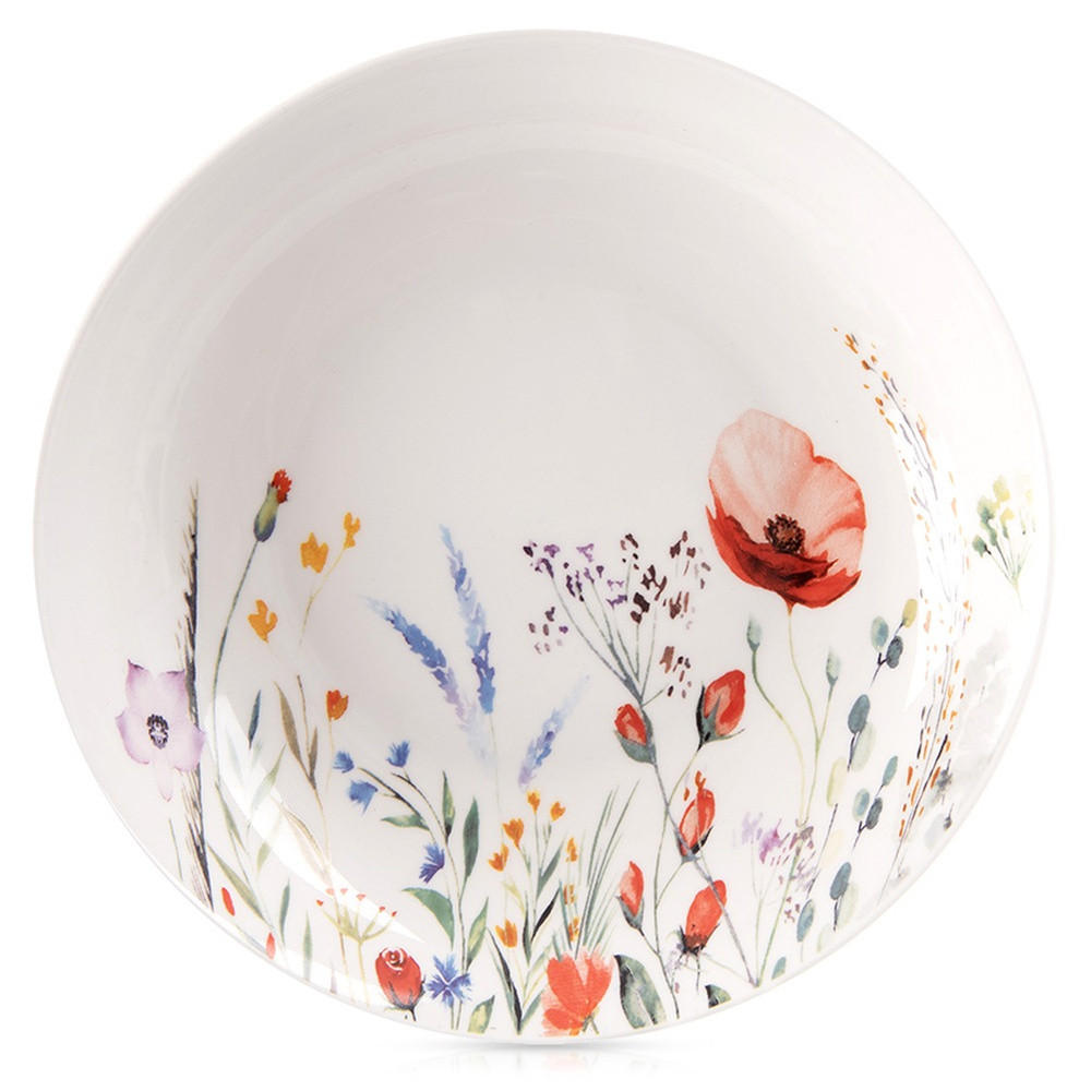 SUPPENTELLER Maki Wildblumen weiß - Weiß, Keramik (20.5/20.5/3.7cm) - Orion 