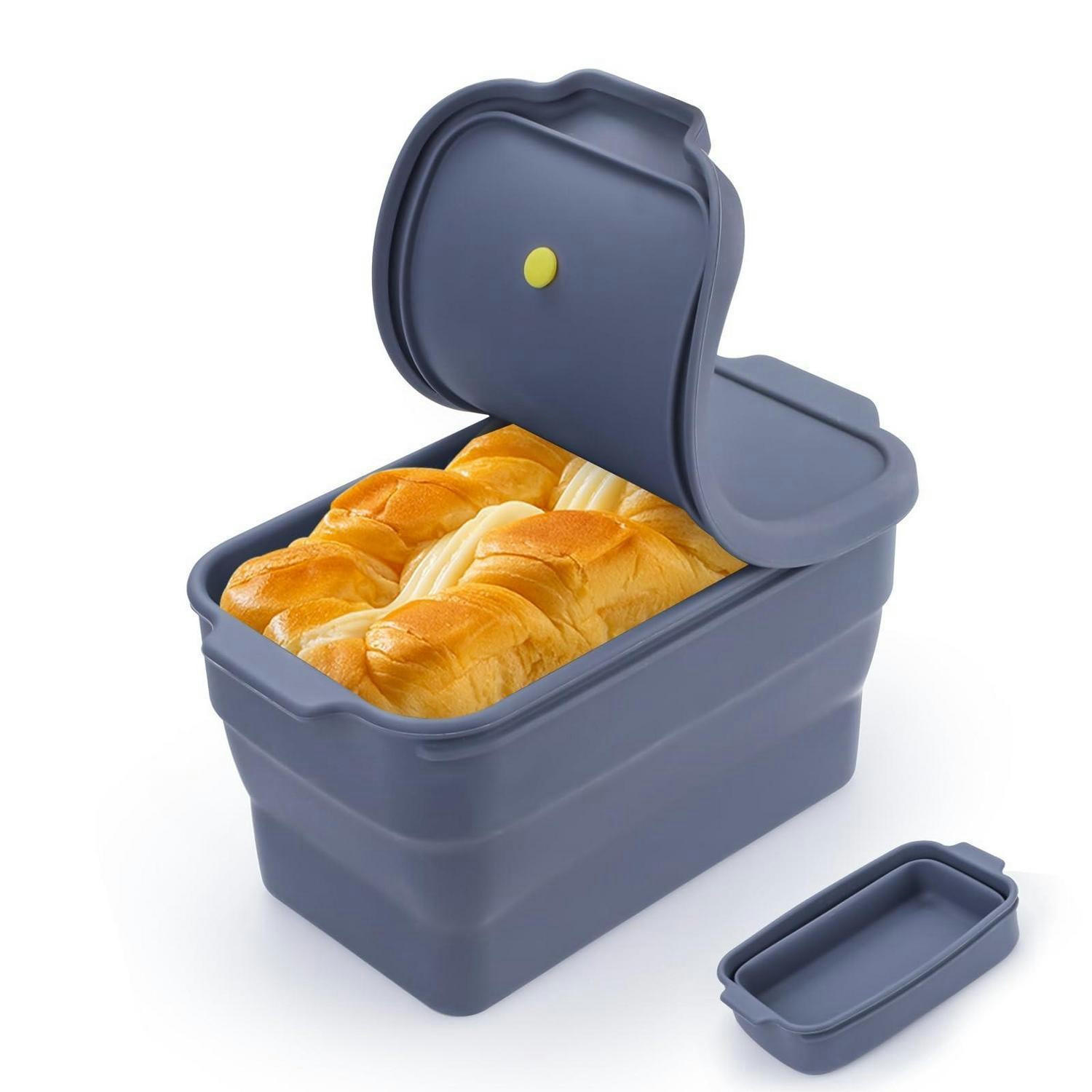 BROTBACKFORM Silikon faltbar mit Deckel 2000 ml - Anthrazit, Kunststoff (19/11/19cm)