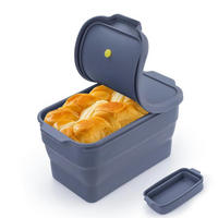 BROTBACKFORM Silikon faltbar mit Deckel 2000 ml - Anthrazit, Kunststoff (19/11/19cm)