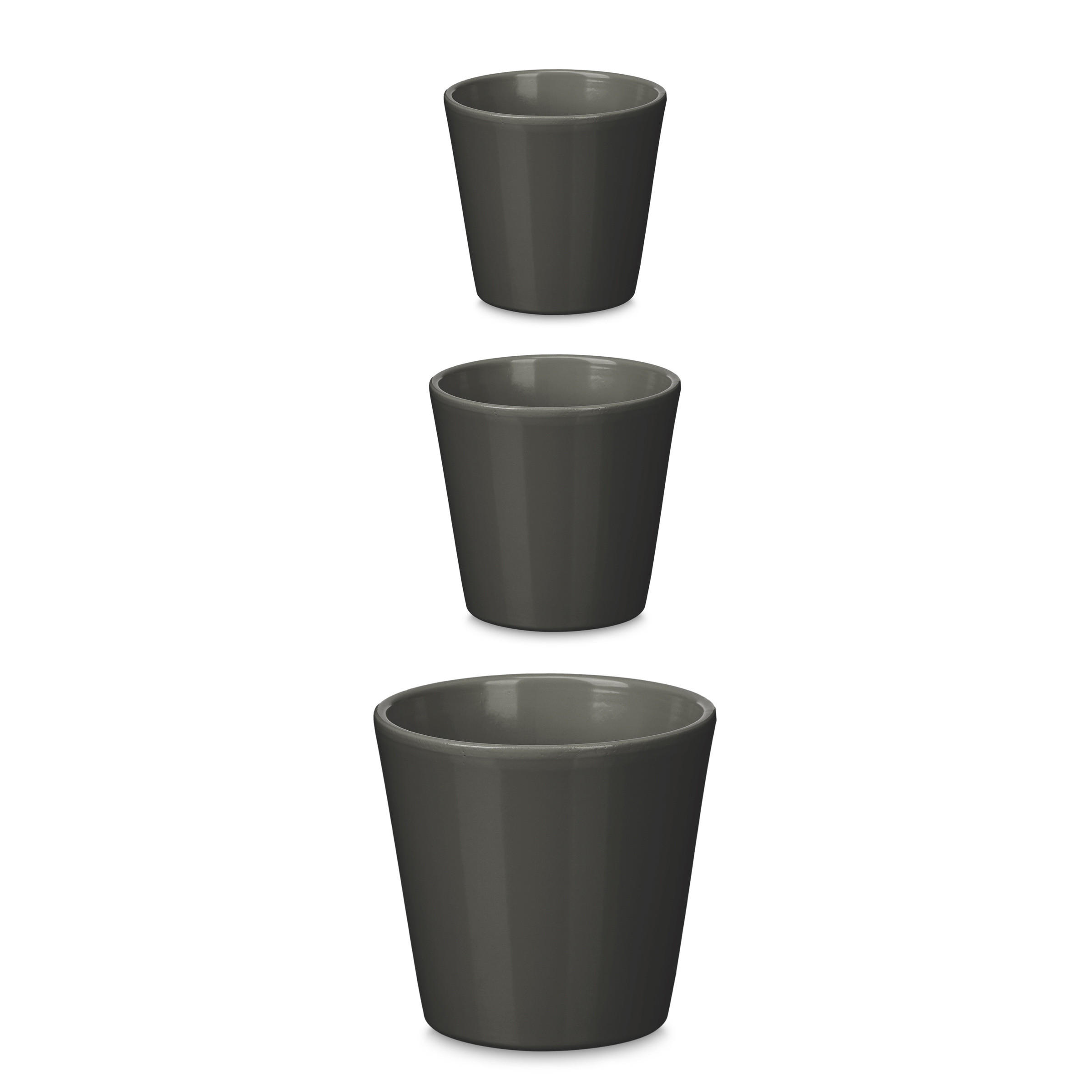 BLUMENTOPF konisch 14/17/22 cm 3er Set - Anthrazit, Keramik (22/19/22cm) - Ibergarden