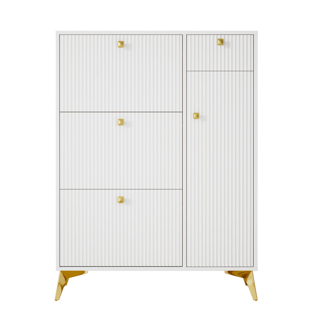 SCHUHSCHRANK mit Stauraum 90 x 25 x 121 cm Weiß - Weiß, Holzwerkstoff (25/121/90cm) - Beauniv