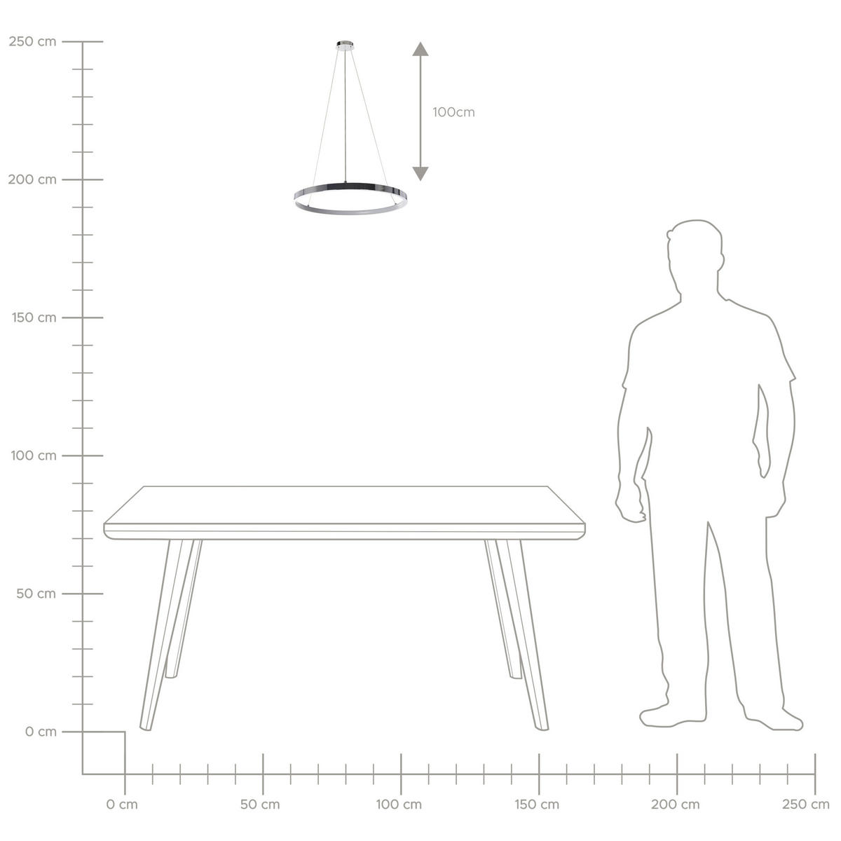 HÄNGELEUCHTE Jordan 40/40/110 cm - Silberfarben, Metall (40/10/110cm) - Beliani