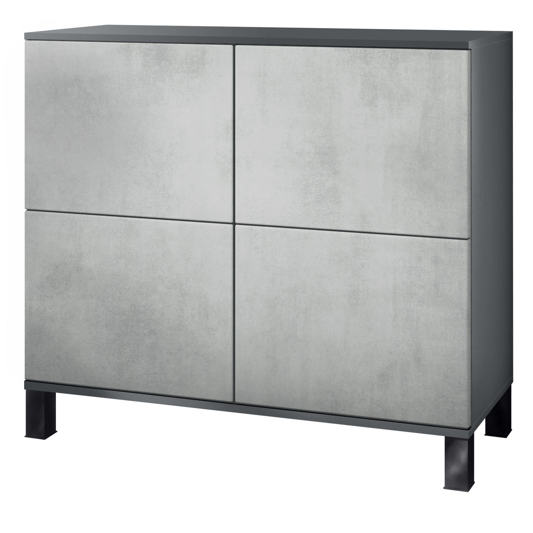 KOMMODE Rova Beton Oxid Optik - Hellgrau, Holzwerkstoff (92.5/84.5/35cm) - Vladon