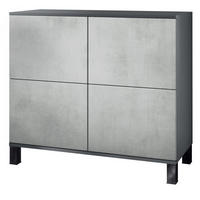 KOMMODE Rova Beton Oxid Optik - Hellgrau, Holzwerkstoff (92.5/84.5/35cm) - Vladon