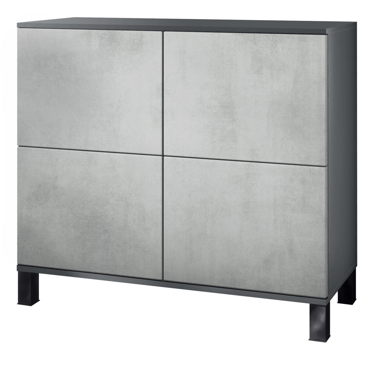 KOMMODE Rova Beton Oxid Optik - Hellgrau, Holzwerkstoff (92.5/84.5/35cm) - Vladon