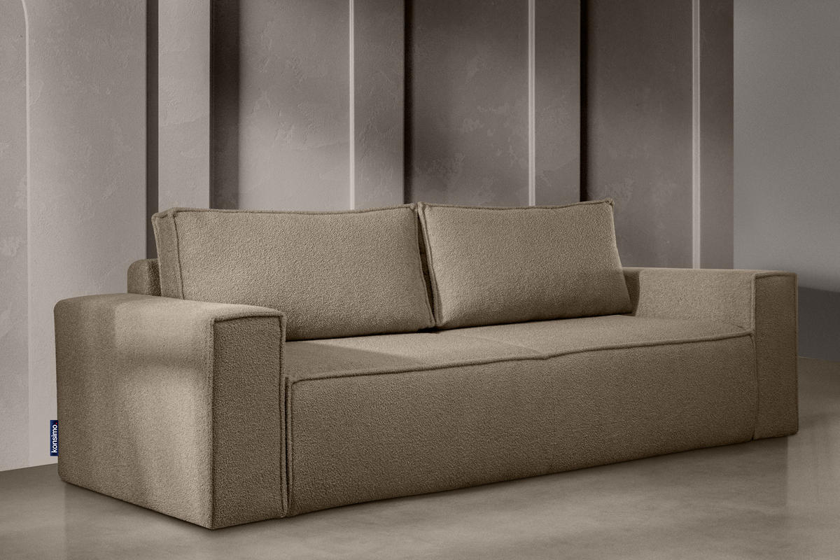 3-SITZER-SOFA NAPI II mit Schlaffunktion, dunkelbeige - Beige/Braun, Textil (244/89/101cm) - KONSIMO®