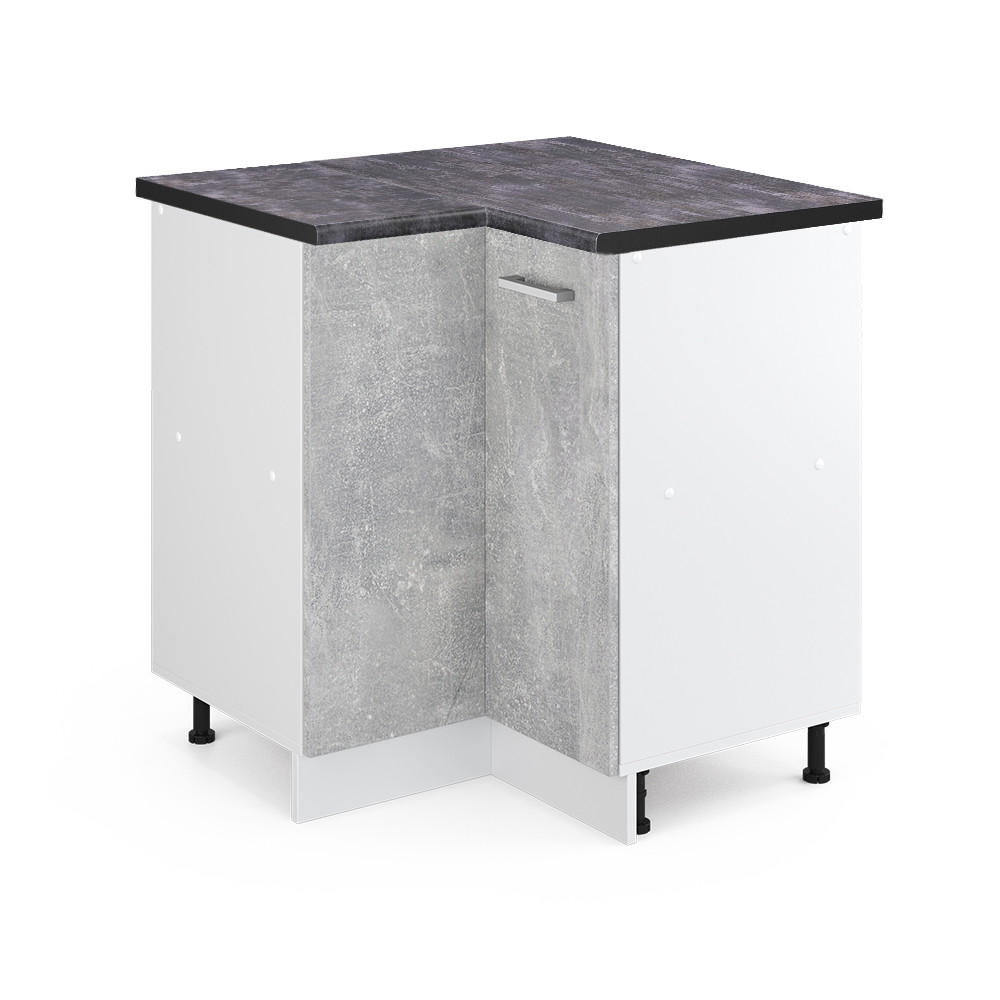 ECKUNTERSCHRANK R-Line Beton 75.6 cm, AP Anthrazit - Schieferfarben/Weiß, Holzwerkstoff (75.6/81.6/60cm) - Vicco