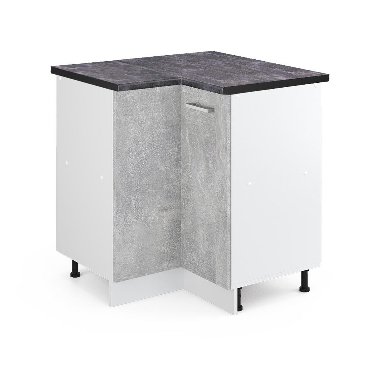 ECKUNTERSCHRANK R-Line Beton 75.6 cm, AP Anthrazit - Schieferfarben/Weiß, Holzwerkstoff (75.6/81.6/60cm) - Vicco