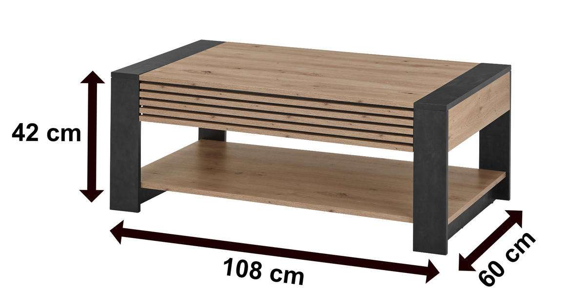 COUCHTISCH Artisan Eiche Dekor 108/60/42 cm - Eichefarben, Holz (60/108/42cm) - moebel dich auf