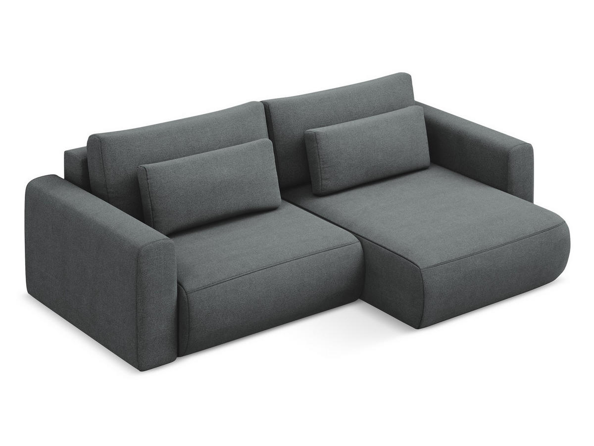 ECKSOFA mit Schlaffunktion Strukturstoff Stoff Grau - Schwarz/Grau, Kunststoff/Textil (240/149cm) - Makamii