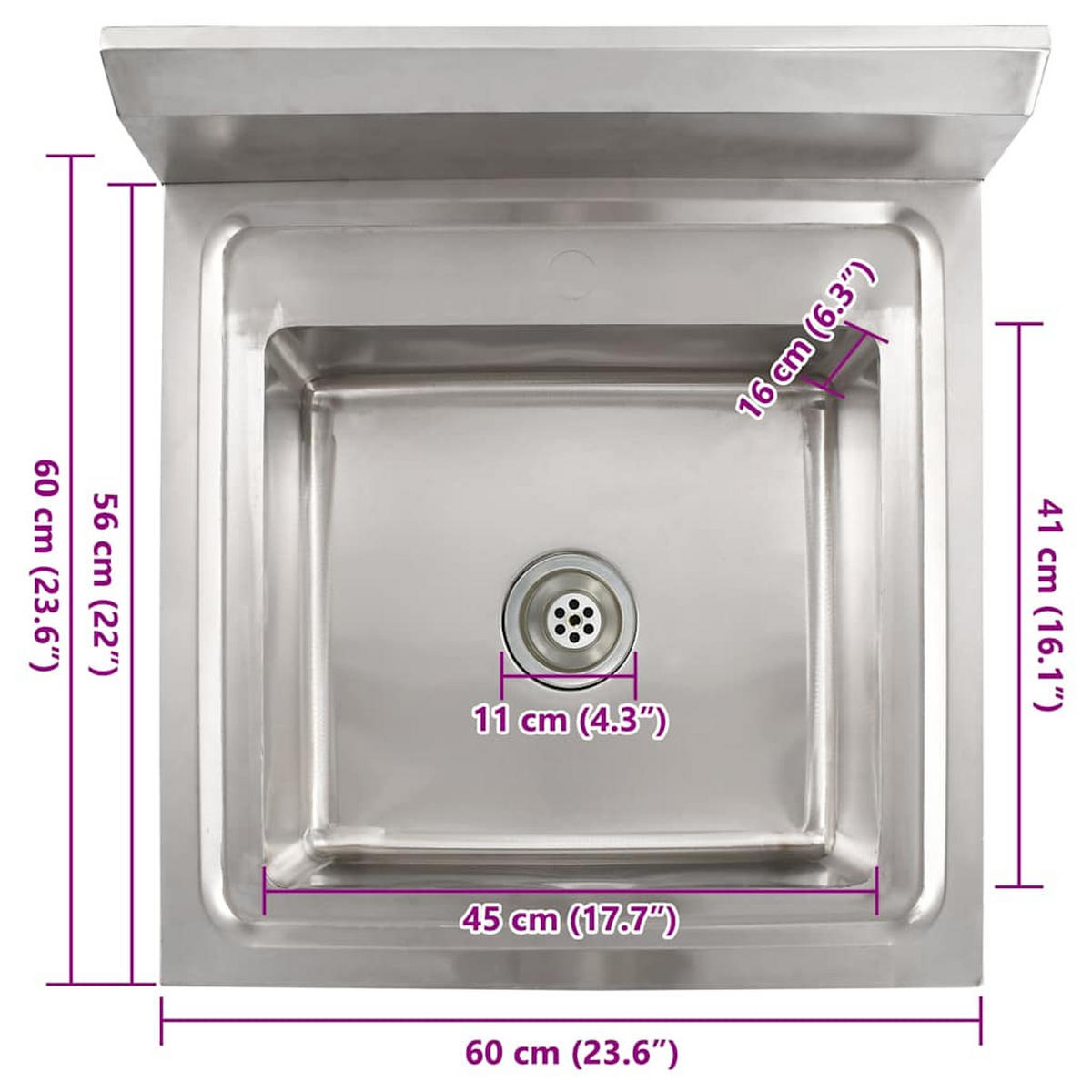 KÜCHENSPÜLE Einzelbecken Edelstahl - Silberfarben, Metall (60/85/60cm) - vidaXL