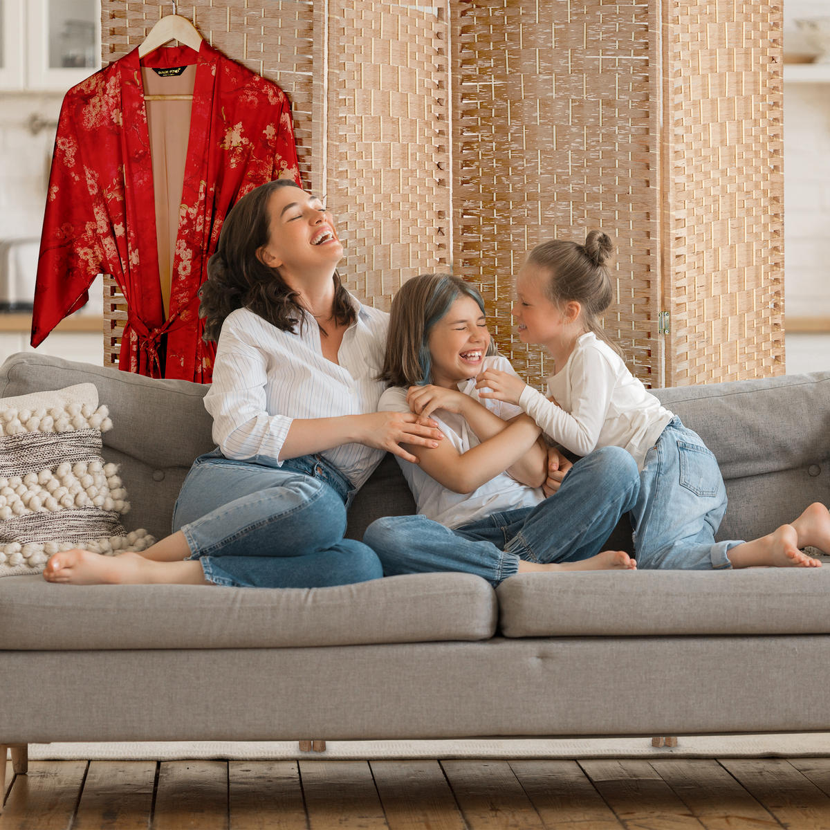 PARAVENT - Hellbraun, Holz/Papier (180/180/2cm) - Relaxdays