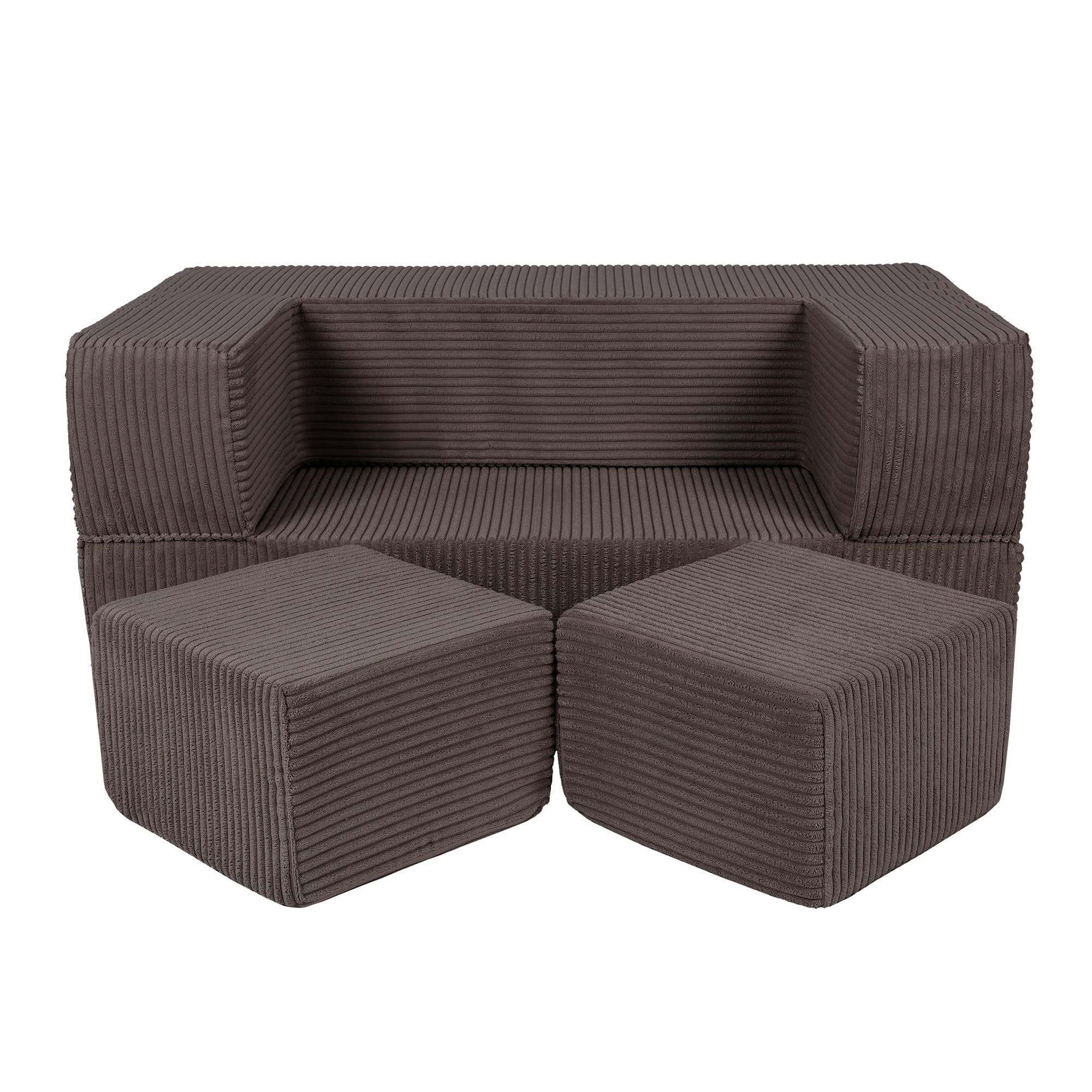 KINDERSOFA, Aesthetic, Cube, Braun - Braun, Textil (96/40/50cm) - MeowBaby