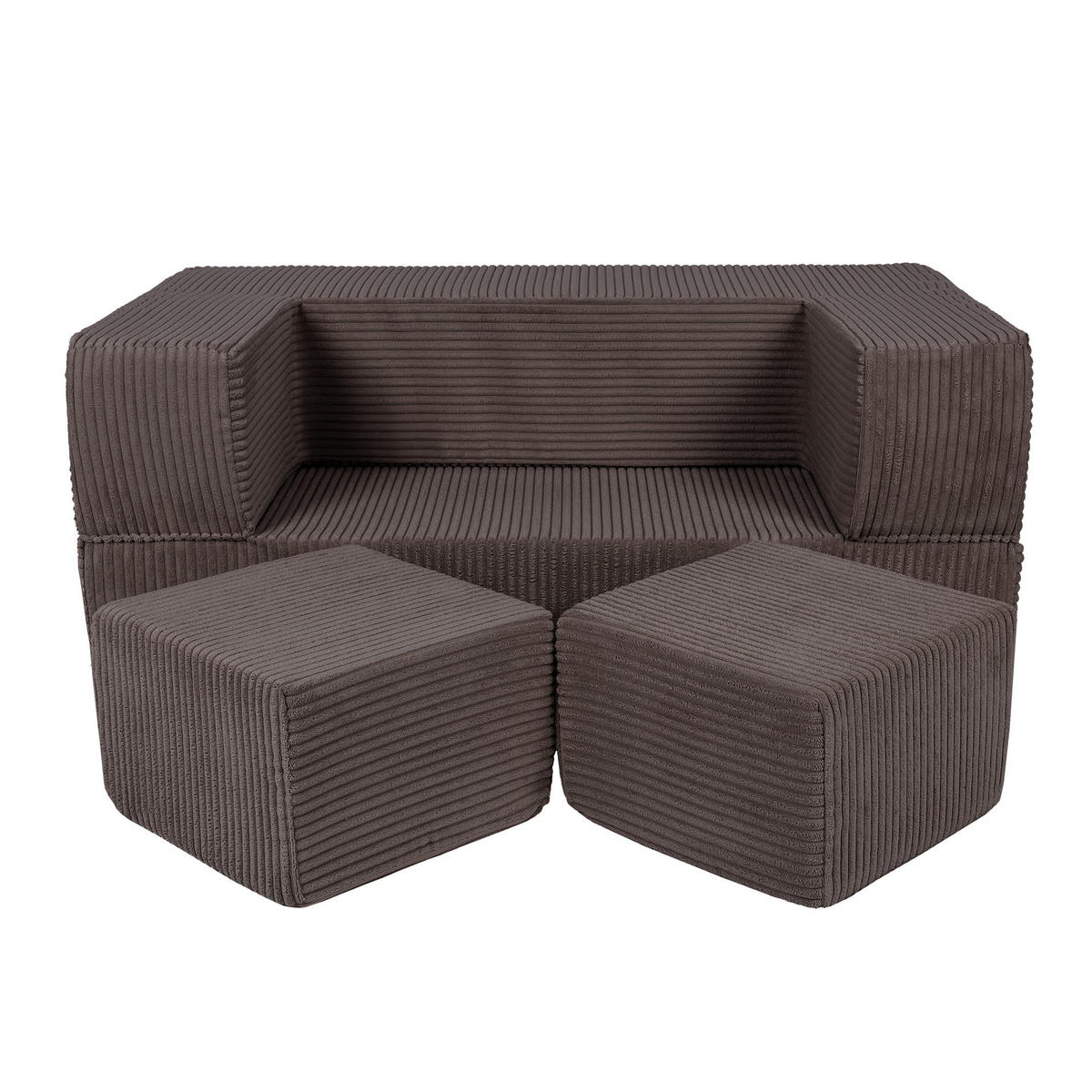 KINDERSOFA, Aesthetic, Cube, Braun - Braun, Textil (96/40/50cm) - MeowBaby