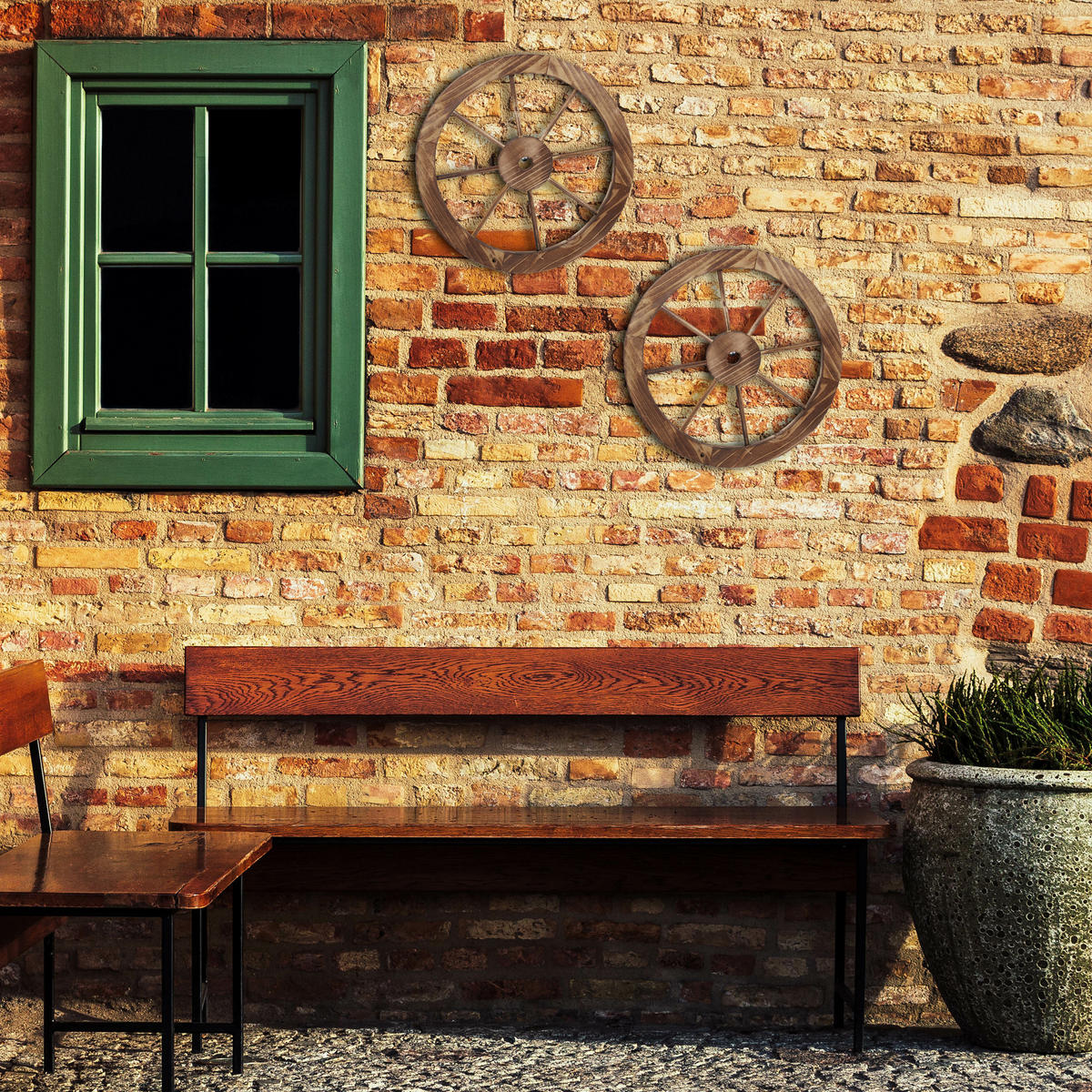 2XWAGENRAD - Braun, Holz/Kunststoff (40/40/2.5cm) - Relaxdays