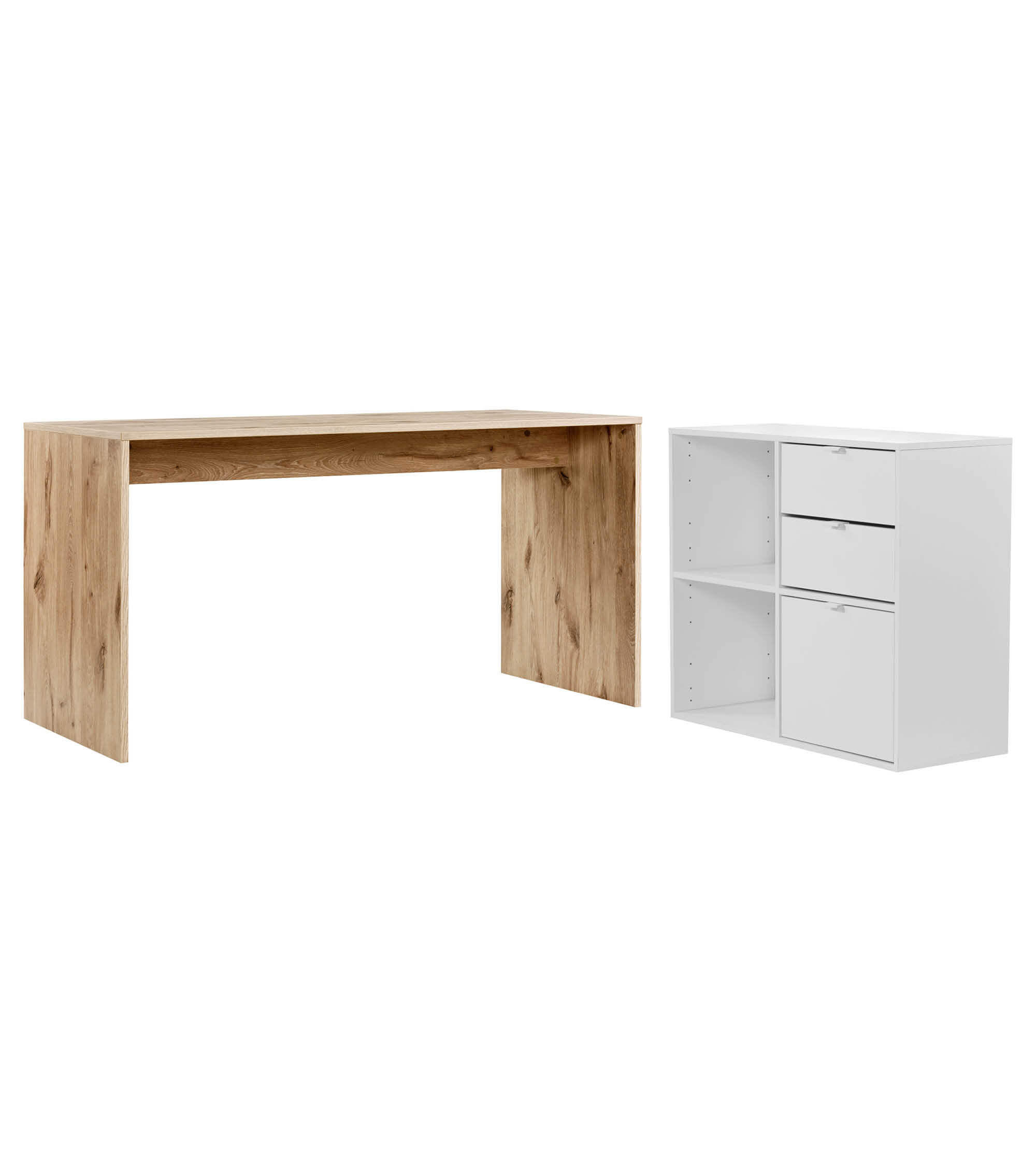 SCHREIBTISCH Der Produktive - Eichefarben/Weiß, Holzwerkstoff (65/145/77cm) - Mokebo