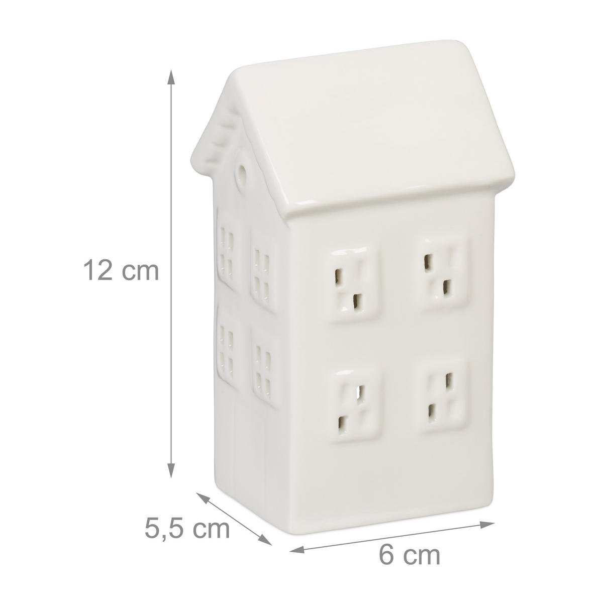 TEELICHTHAUS - Weiß, Keramik (12cm) - Relaxdays