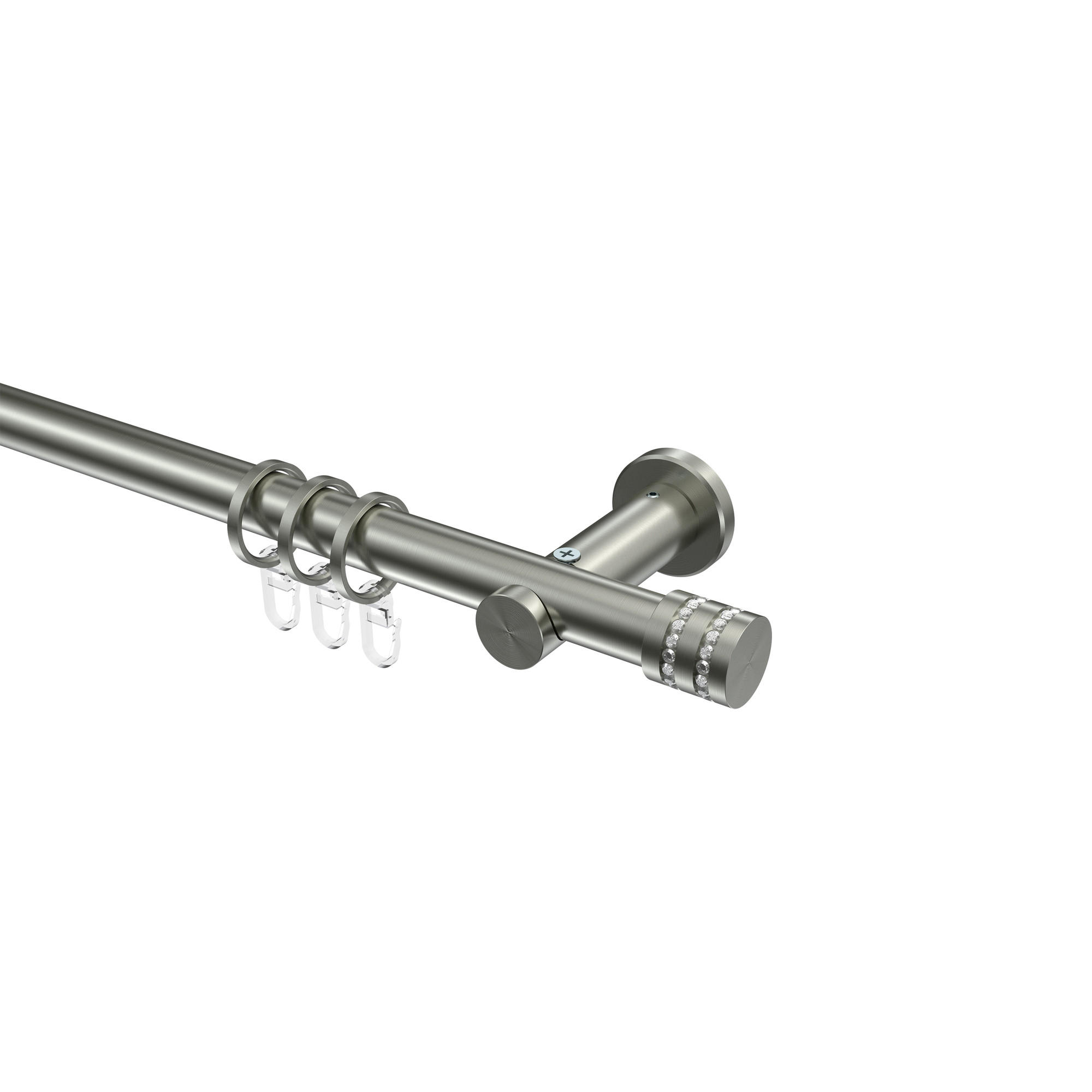 GARDINENSTANGE Platon Estana 540 cm (geteilt in 3 x 180 cm), 1-läufig, 20 mm Ø Edelstahl-Optik - Edelstahlfarben, Metall (540cm) - INTERDECO