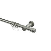 GARDINENSTANGEN-SET Platon Estana 140 cm, 1-läufig, 20 mm Ø Edelstahl-Optik - Edelstahlfarben, Metall (140cm) - INTERDECO