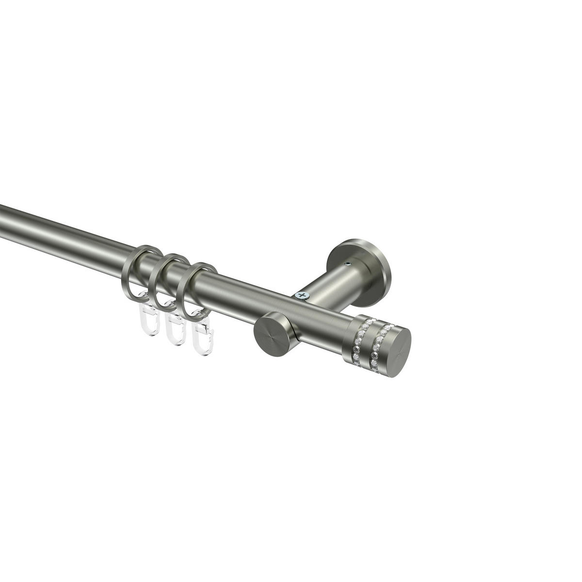 GARDINENSTANGEN-SET Platon Estana 140 cm, 1-läufig, 20 mm Ø Edelstahl-Optik - Edelstahlfarben, Metall (140cm) - INTERDECO