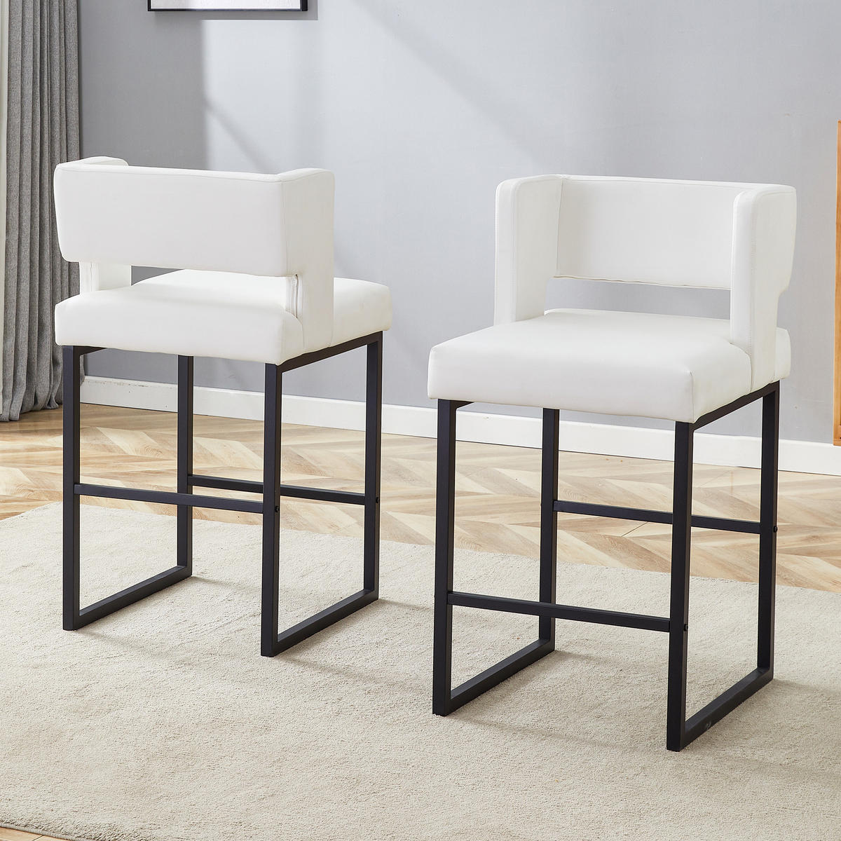 BARHOCKER DE-36489 2er Set mit quadratischem Design Weiß - Weiß, Metall (53.3/91.4/48cm) - ComfortXL