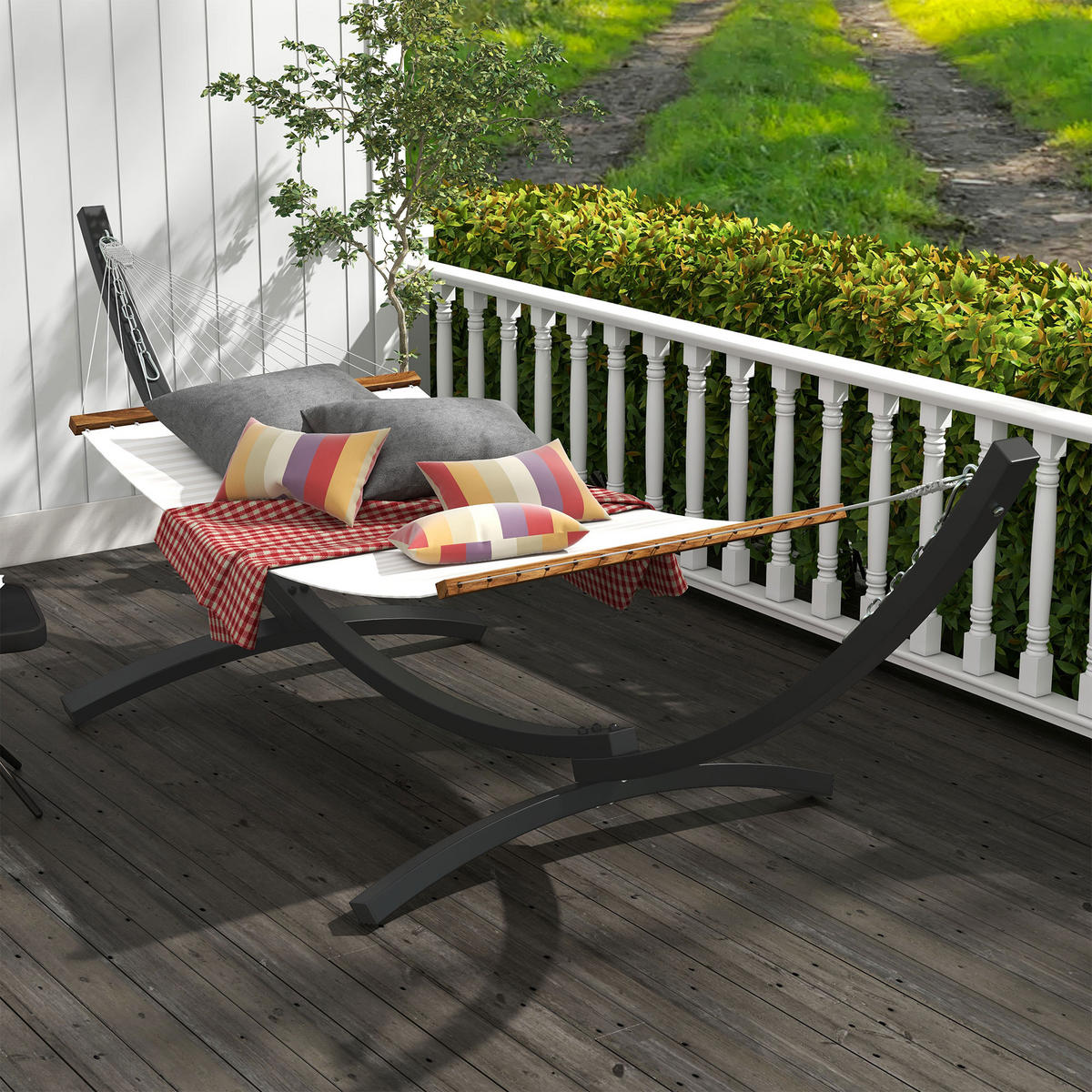HÄNGEMATTENGESTELL DE-15268 360 cm, für Hängematten von 270–330 cm Grau - Grau, Metall (360/120/95cm) - ComfortXL
