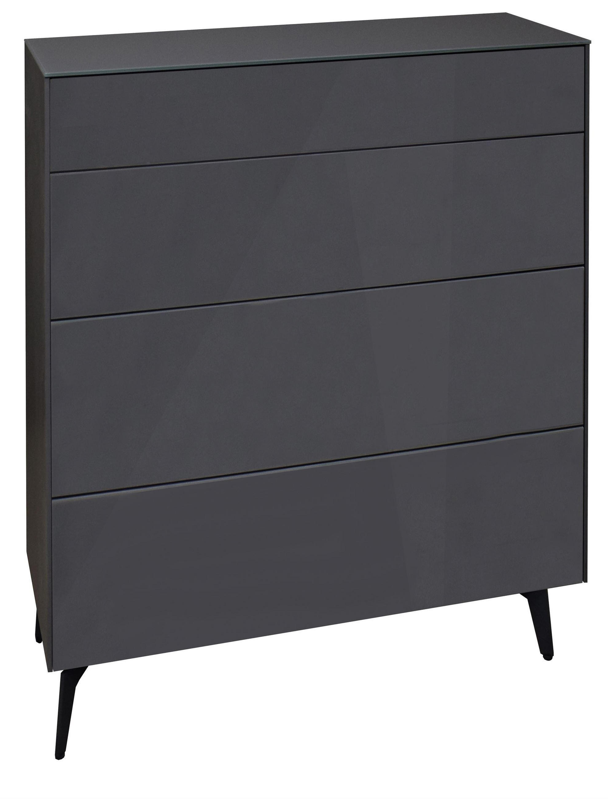 KOMMODE Elfi 82x42x104 Hochglanz Anthrazit/Glas Anthrazit - Anthrazit, Holzwerkstoff (82/104/42cm) - 58aufmkessel