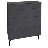 KOMMODE Elfi 82x42x104 Hochglanz Anthrazit/Glas Anthrazit - Anthrazit, Holzwerkstoff (82/104/42cm) - 58aufmkessel