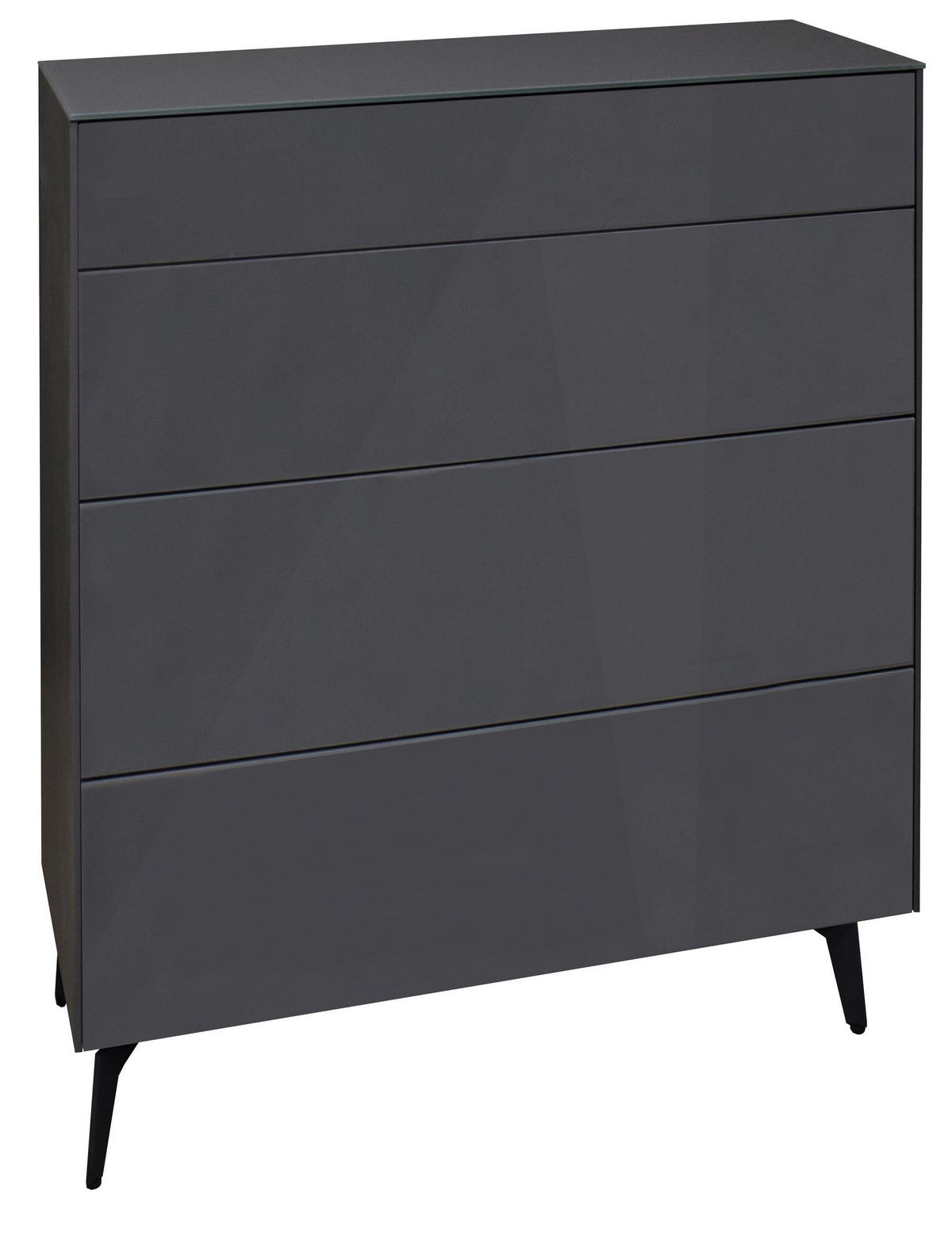 KOMMODE Elfi 82x42x104 Hochglanz Anthrazit/Glas Anthrazit - Anthrazit, Holzwerkstoff (82/104/42cm) - 58aufmkessel