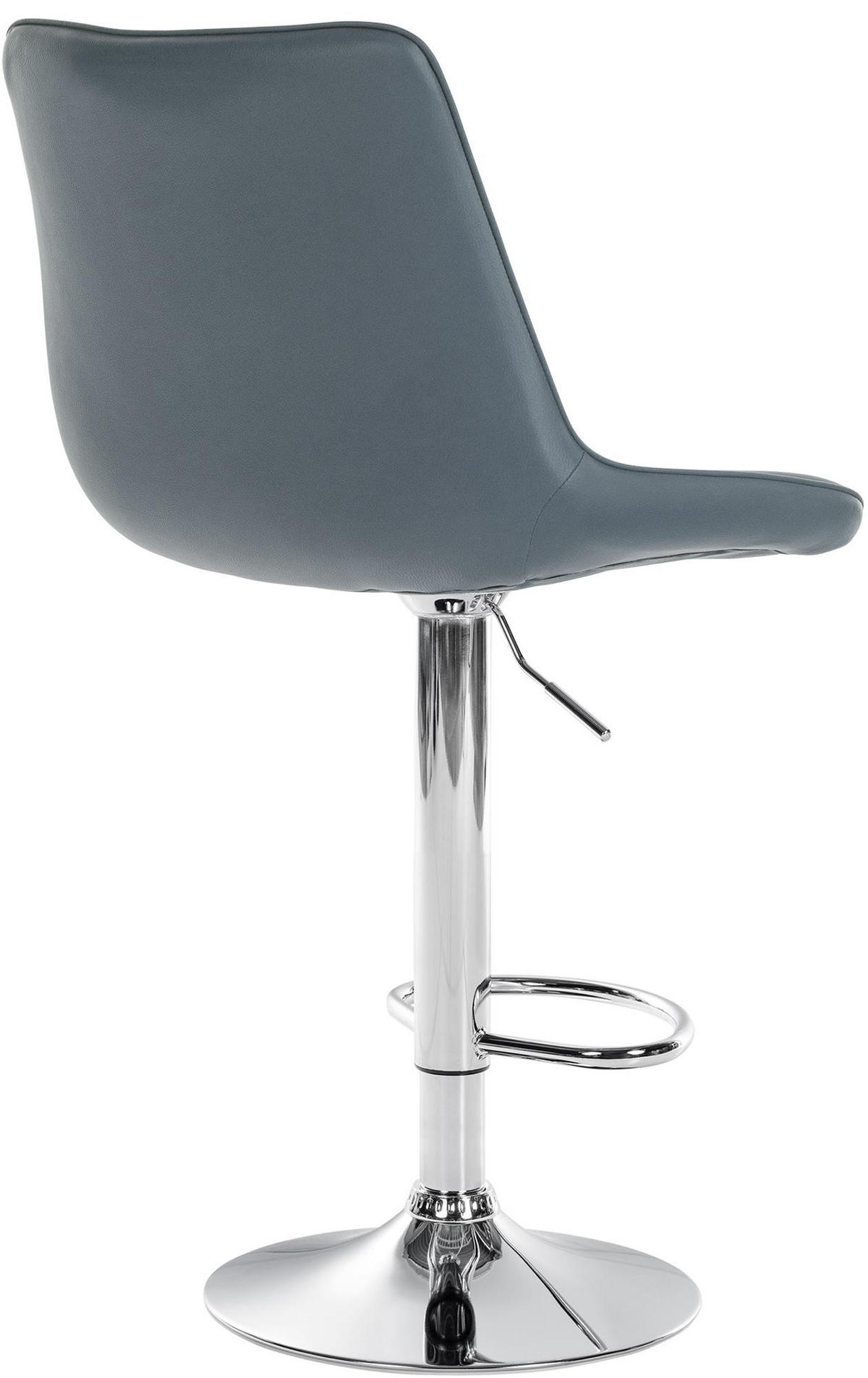 BARHOCKER RIO Grau Kunstleder Chrom - Grau, Leder/Metall (49.5/91/50cm) - DELUKE