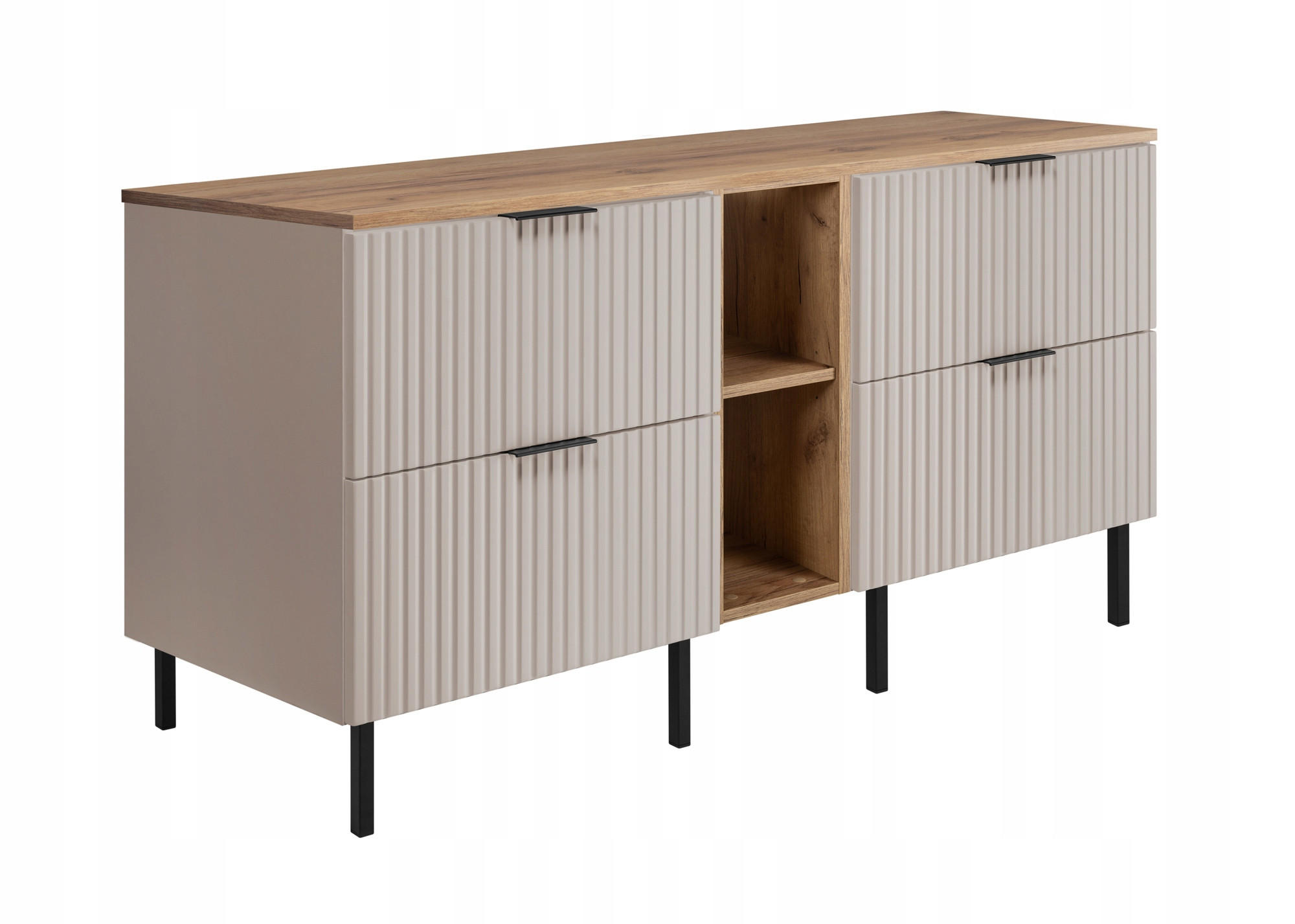 WASCHBECKUNTERSCHRANK FLOW mit Regal + Platte Eiche Craft 120/57/46 cm - Eichefarben, Holzwerkstoff (120/57/46cm) - Rodan