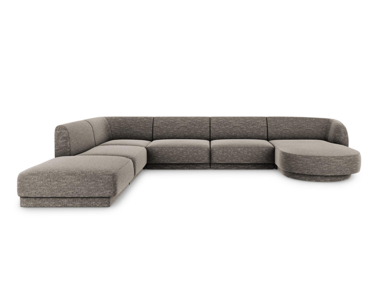 PANORAMASOFA links Miley aus Chenille-Stoff grau 6 Sitzplätze - Grau, Textil (255/70/330cm) - Micadoni