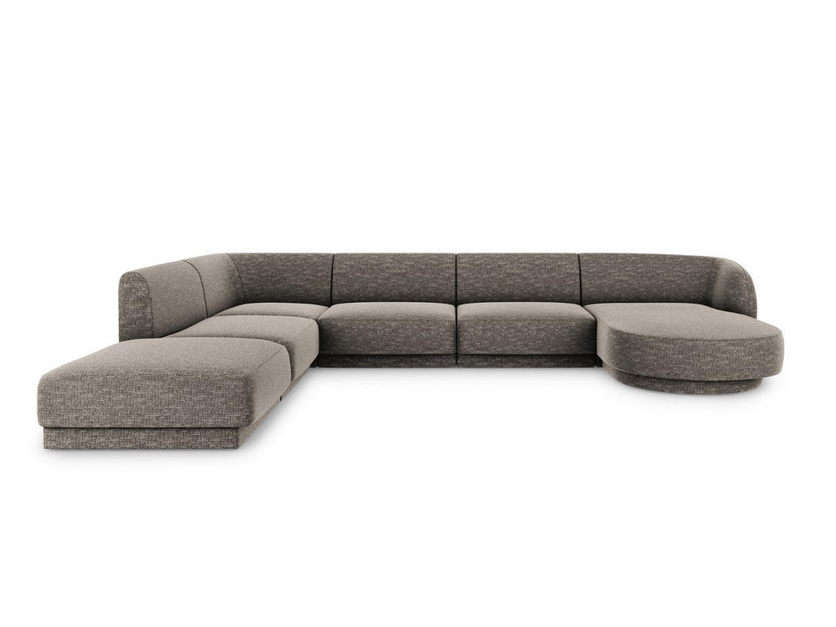 PANORAMASOFA links Miley aus Chenille-Stoff grau 6 Sitzplätze - Grau, Textil (255/70/330cm) - Micadoni
