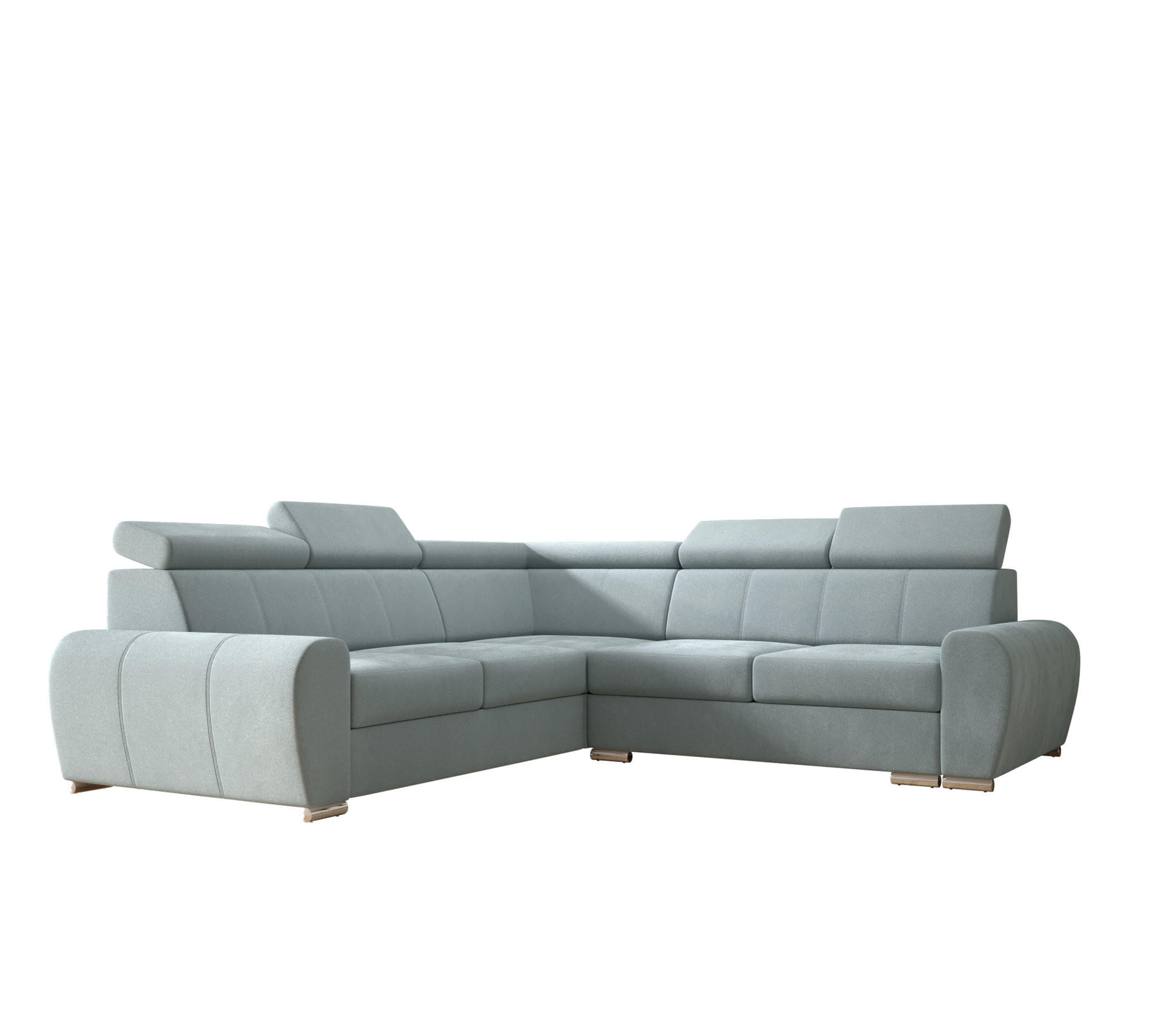 ECKSOFA APOLLO KN09, Eckcouch in L-Form mit Schlaffunktion, Farbe: Grau, Velourstoff, Ottomane Links - Rot, Textil (255/255cm) - O-Sofa