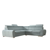 ECKSOFA APOLLO KN09, Eckcouch in L-Form mit Schlaffunktion, Farbe: Grau, Velourstoff, Ottomane Links - Rot, Textil (255/255cm) - O-Sofa